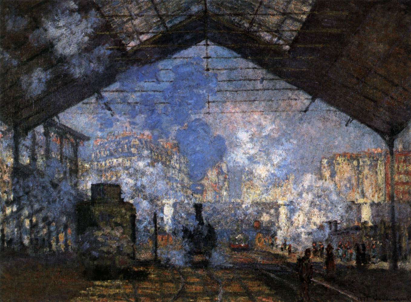 聖拉紮爾火車站 by Claude Monet - 1877 - 76 x 104 厘米 