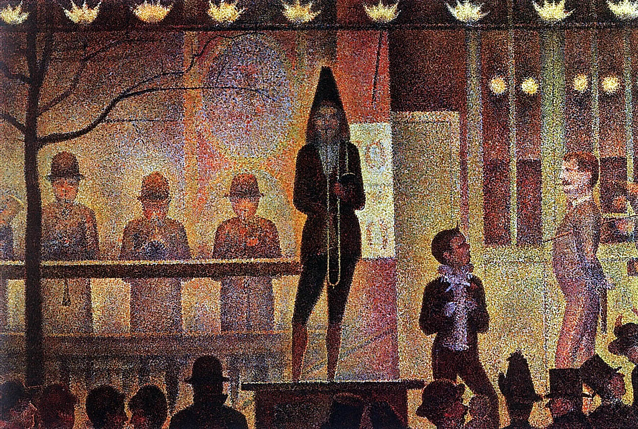 Sirkte Yan Performans by Georges Seurat - 1887-1888 - 99.7 x 149.9 cm 