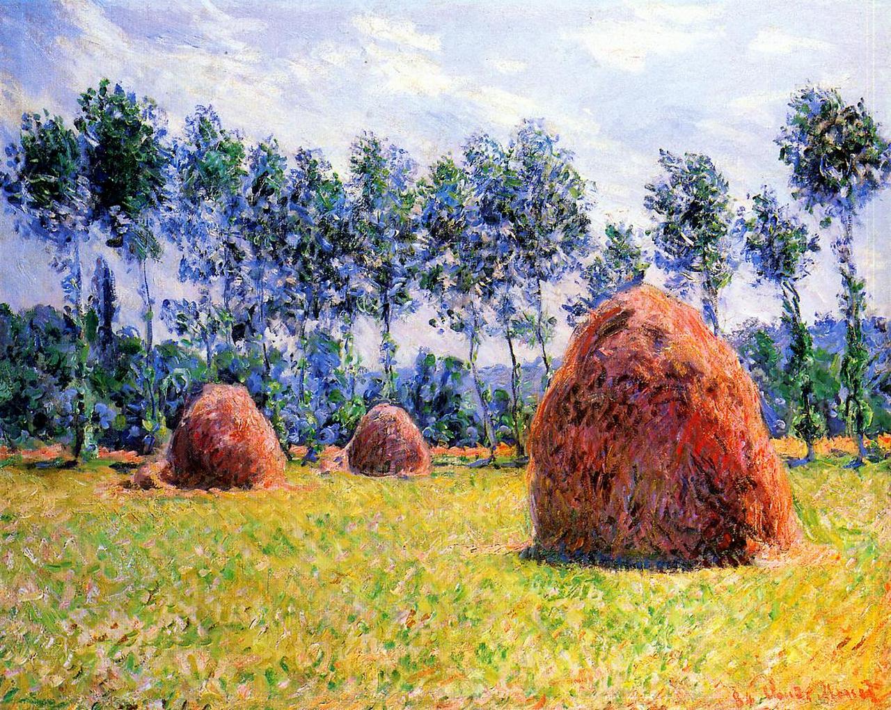 Haystacks at Giverny by Claude Monet - 1890 - 61 x 82 cm private collection