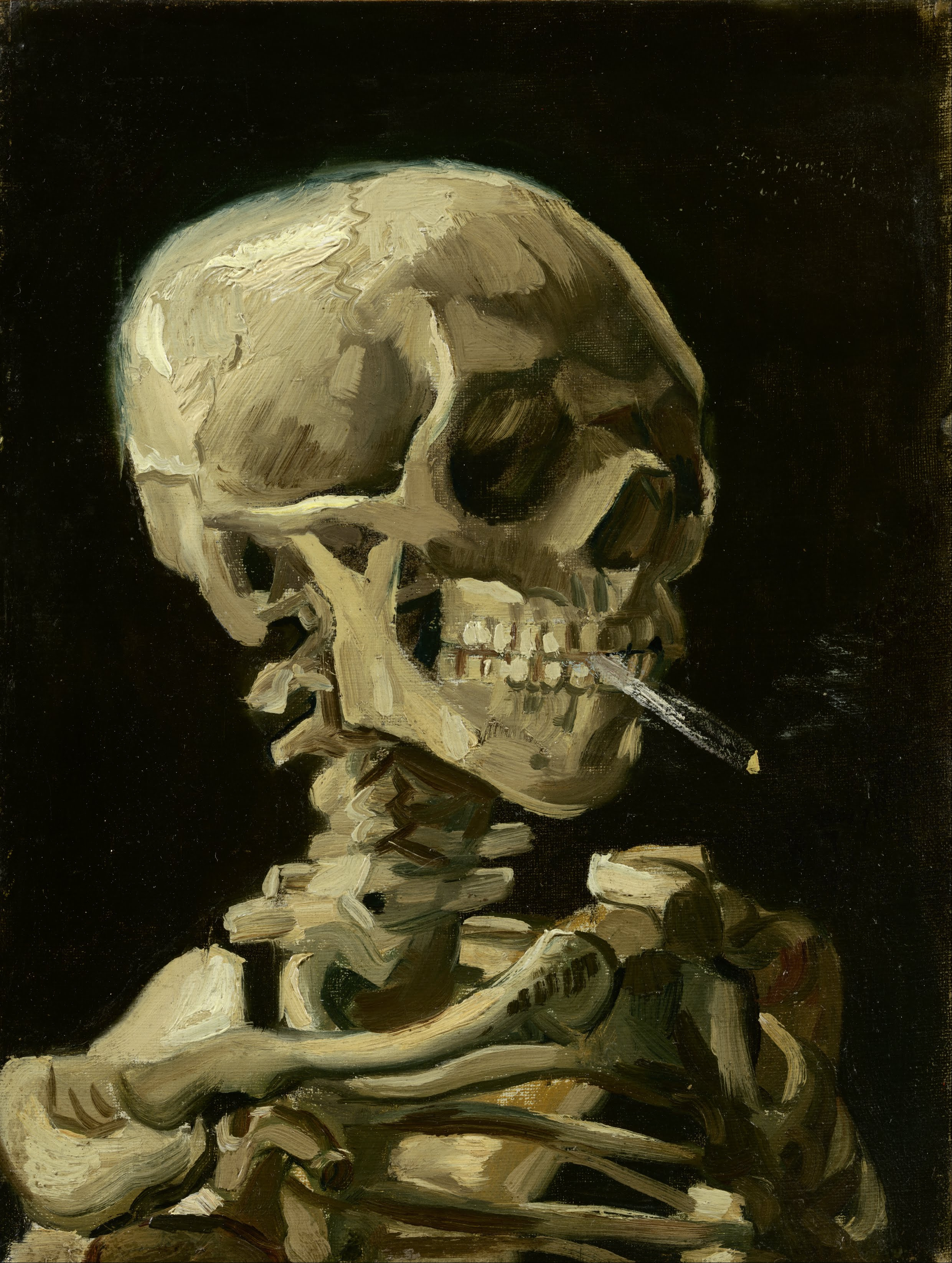 Crâne avec un Cigarette by Vincent van Gogh - 1886 - 32 × 24.5 cm Van Gogh Museum