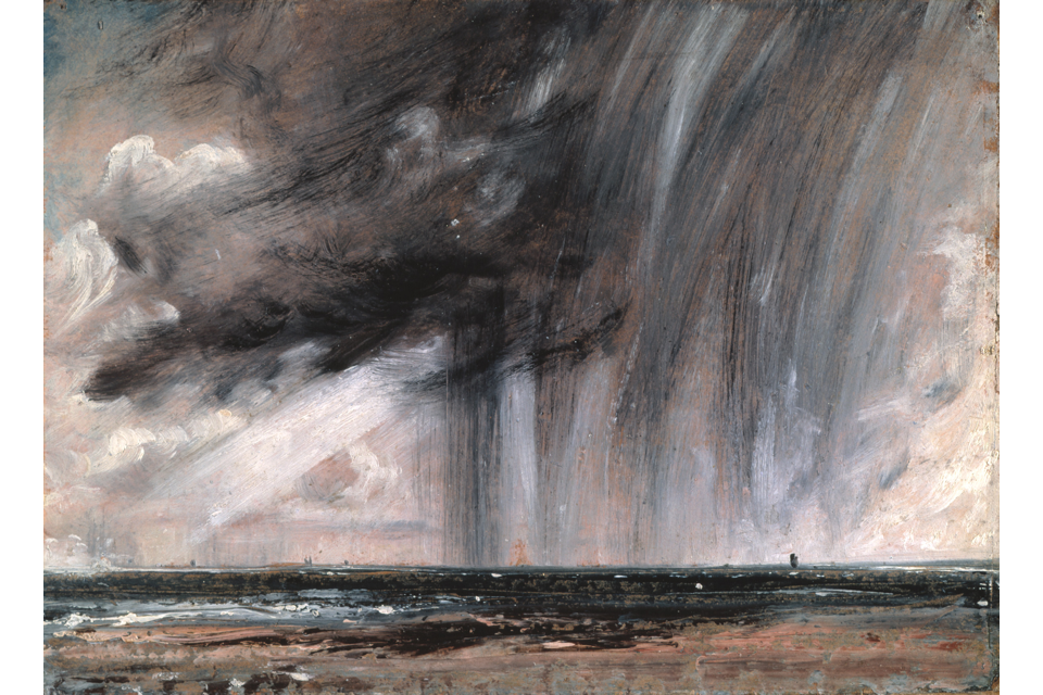 Regenbui boven zee by John Constable - 1824-1828 - 22.2 x 31 cm 