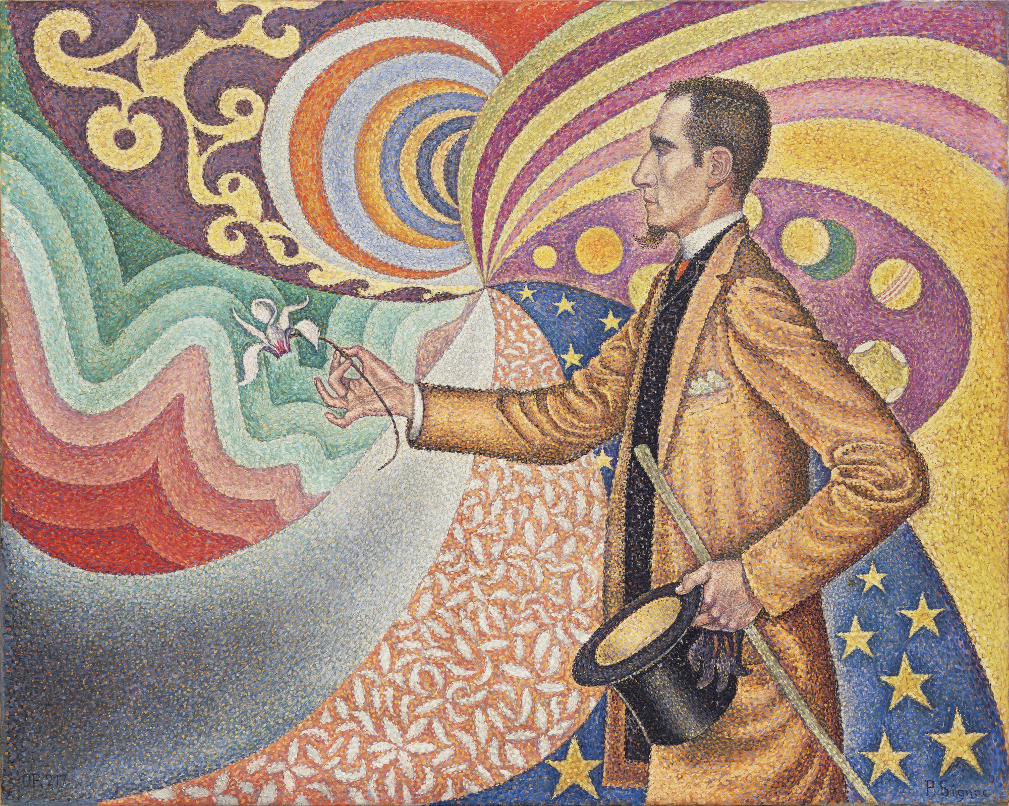 Opus 217. Against the Enamel of a Background Rhythmic with Beats and Angles, Tones, and Tints, Portrait of Félix Fénéon by Paul Signac - 1890 - 73.5 x 92.5 cm Museum of Modern Art