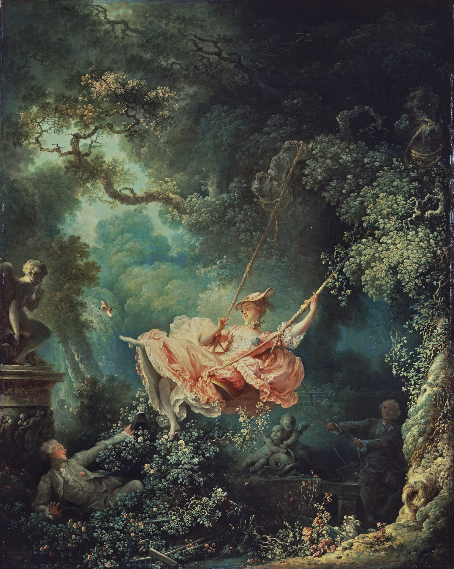 Счастливый случай на качелях by Jean-Honoré Fragonard - 1767-1768 - 81 × 64 см 