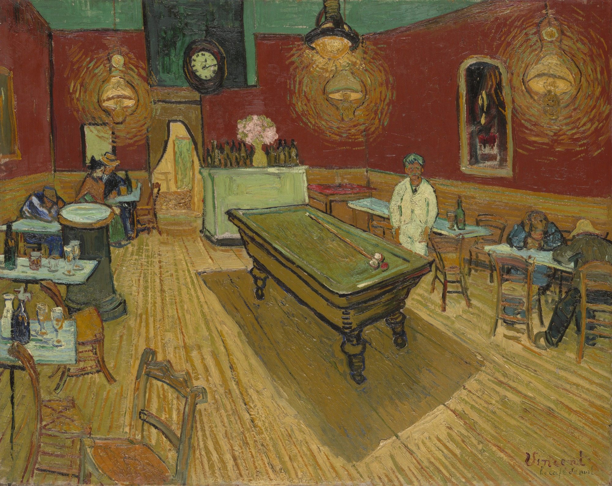 The Night Café by Vincent van Gogh - 1888 - 72.4 × 92.1 cm Yale University Art Gallery