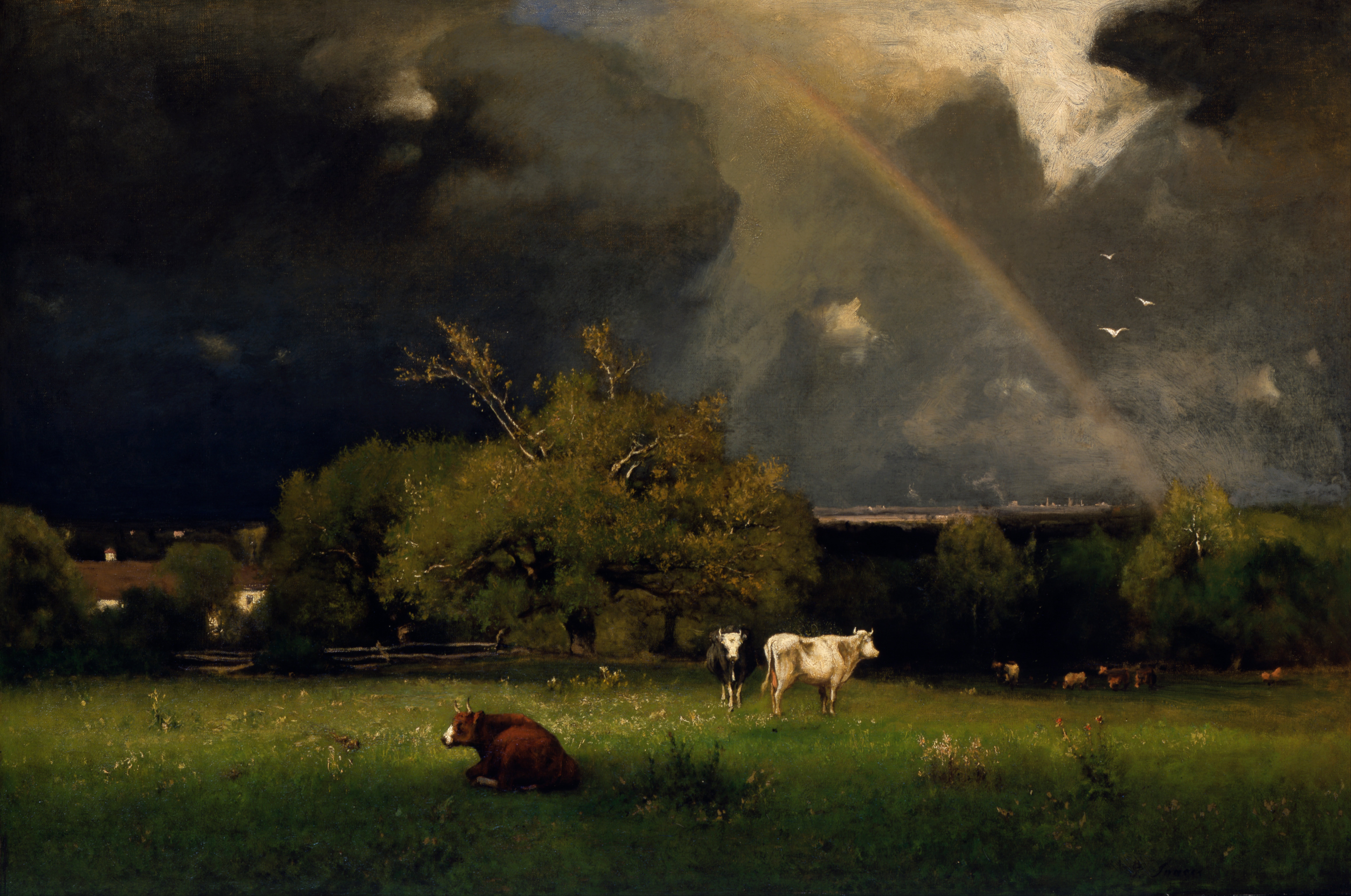 彩虹 by 乔治 英尼斯 - 大约 1878-1879 - 30 x 45 in 印第安纳波利斯艺术博物馆