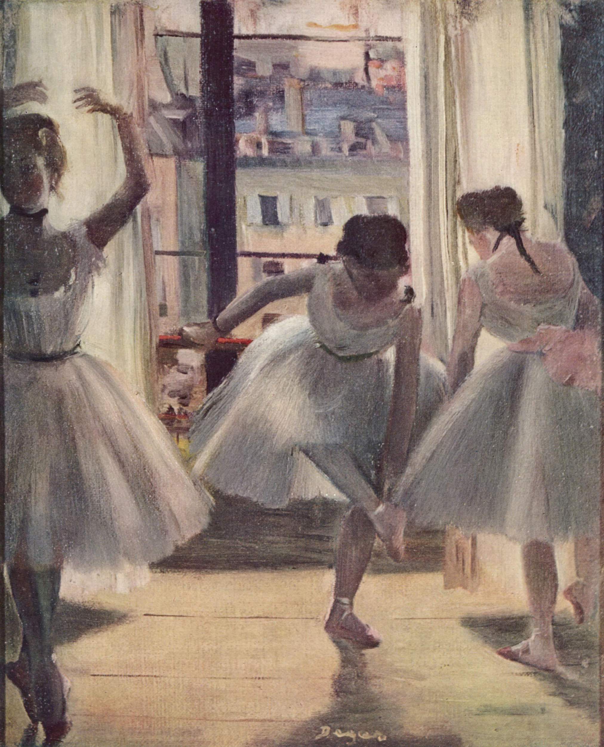 Three Dancers in an Exercise Hall by Edgar Degas - 1880 - - private collection