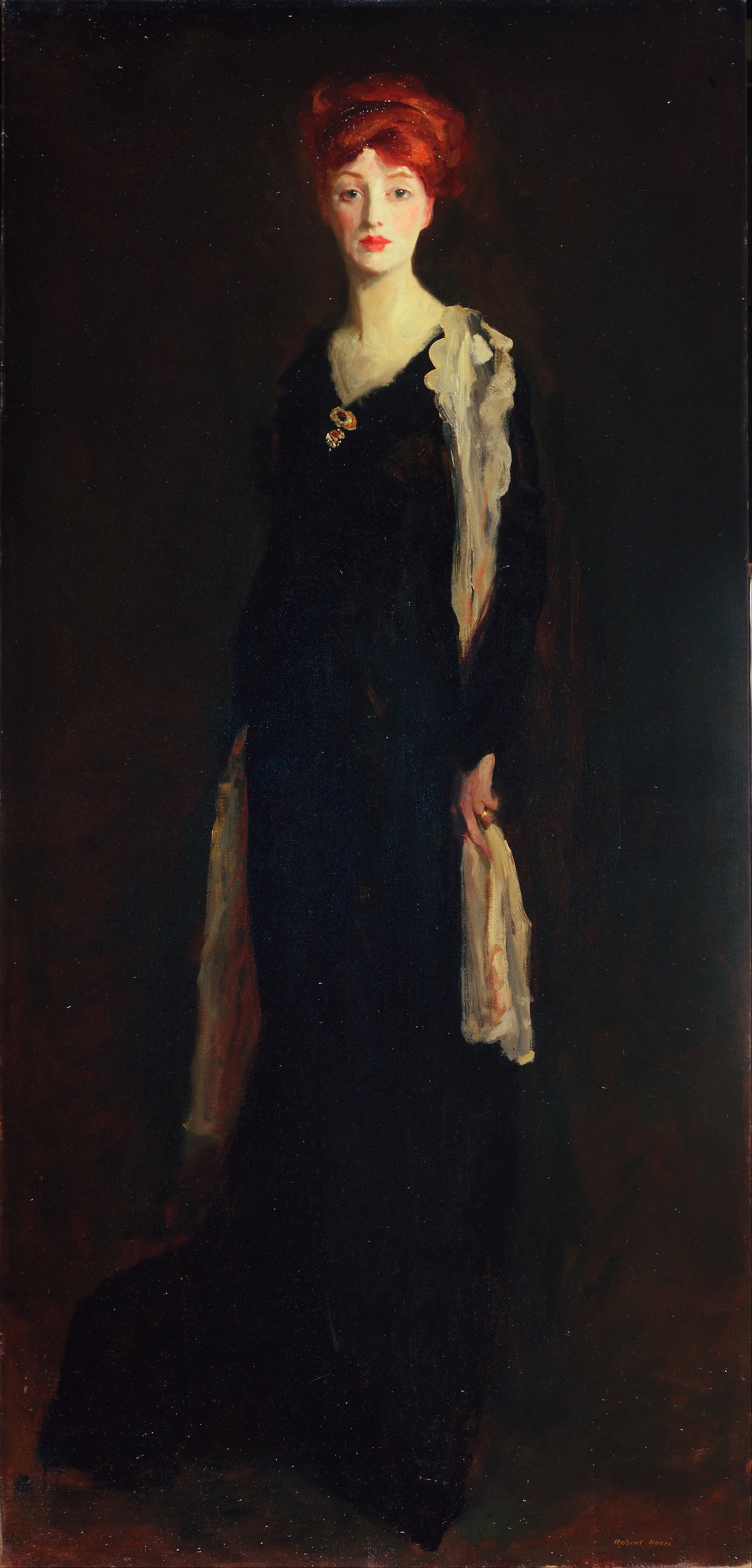 Lady in Black with Spanish Scarf (O in Black with a Scarf) by Robert Henri - 1910 - 196.2 x 94 cm de Young Museum