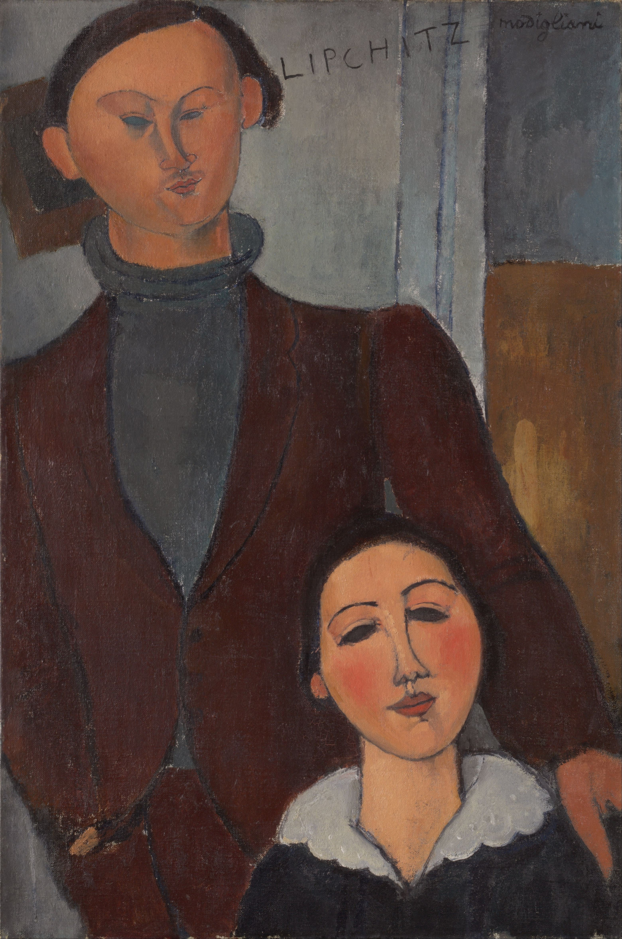 雅克和贝特·利普希茨 by 阿梅代奥 莫迪利亚尼 - 1916 - 81 × 54 cm 芝加哥藝術博物館