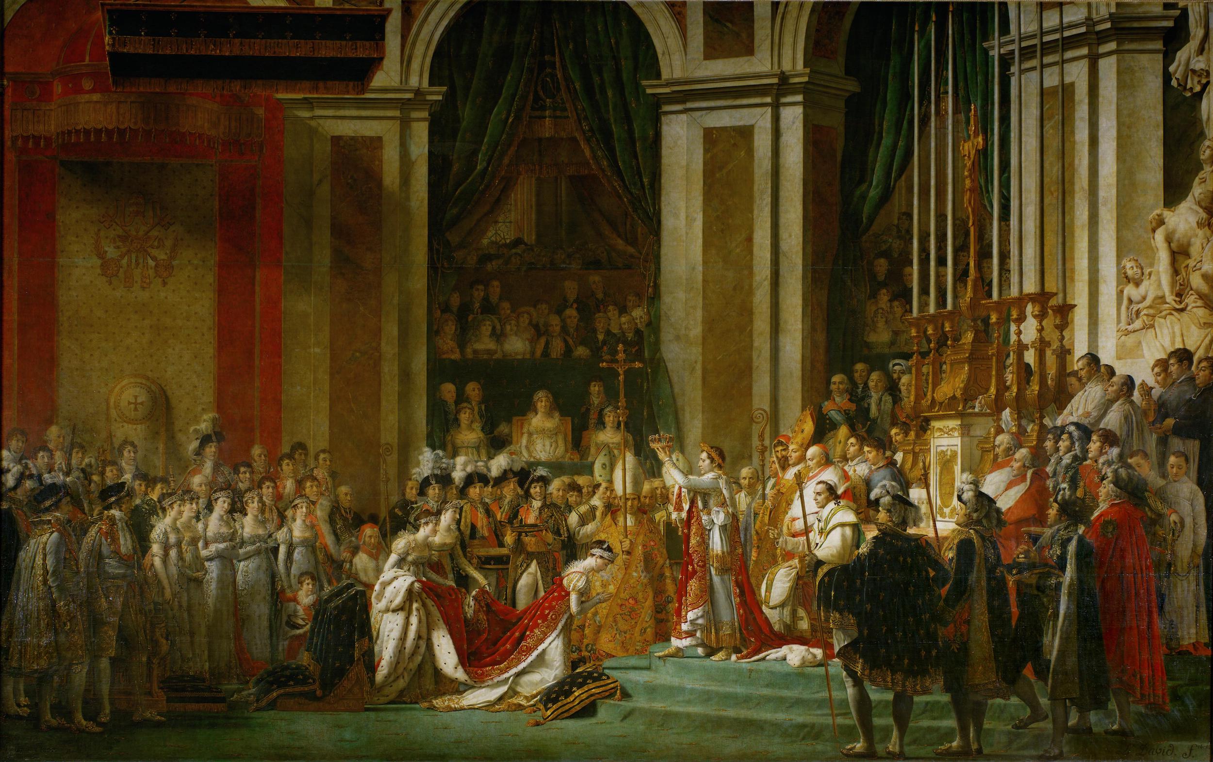 De kroning van keizer Napoleon I en de bekroning van keizerin Joséphine by Jacques-Louis David - 1806-1807 - 6,21 x 9.79 m 