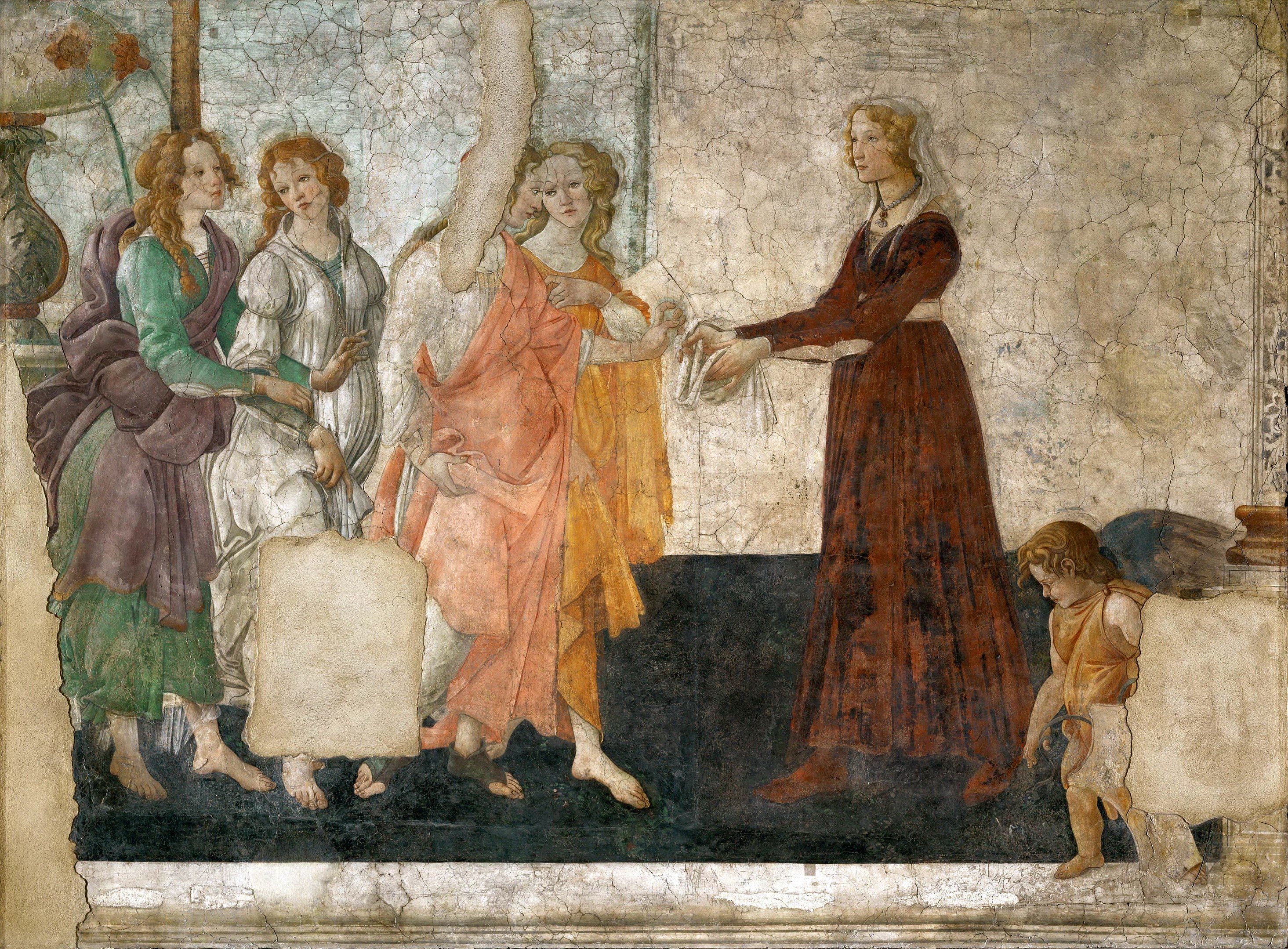 Venus and the Three Graces Presenting Gifts to a Young Woman by Sandro Botticelli - 1483–1486 - 211 × 283 cm Musée du Louvre