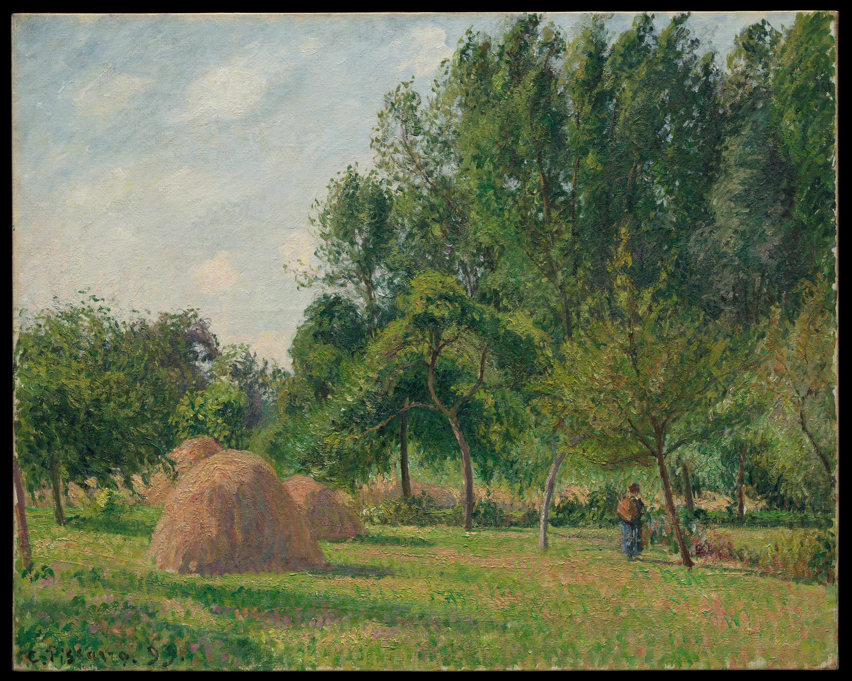 乾草堆，早晨，埃拉尼 by Camille Pissarro - 1899 - 63.5 x 80 cm 