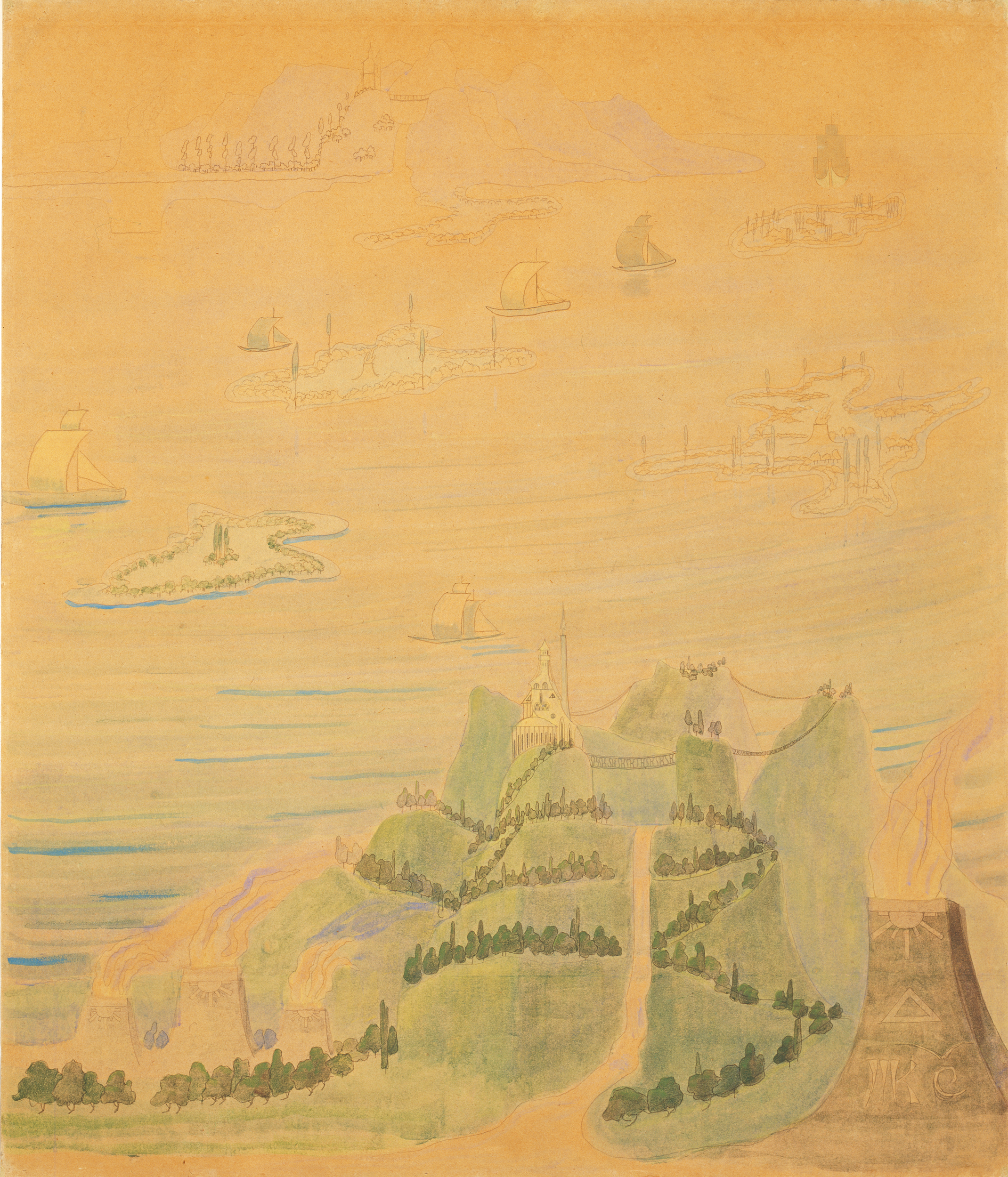 《第四奏鸣曲快板》(夏日奏鸣曲) by 米卡洛尤斯·康斯坦丁斯 乔里昂斯 - 1908 - 62 x 72.5 cm M.K.奇乌尔利翁尼斯国家艺术博物馆