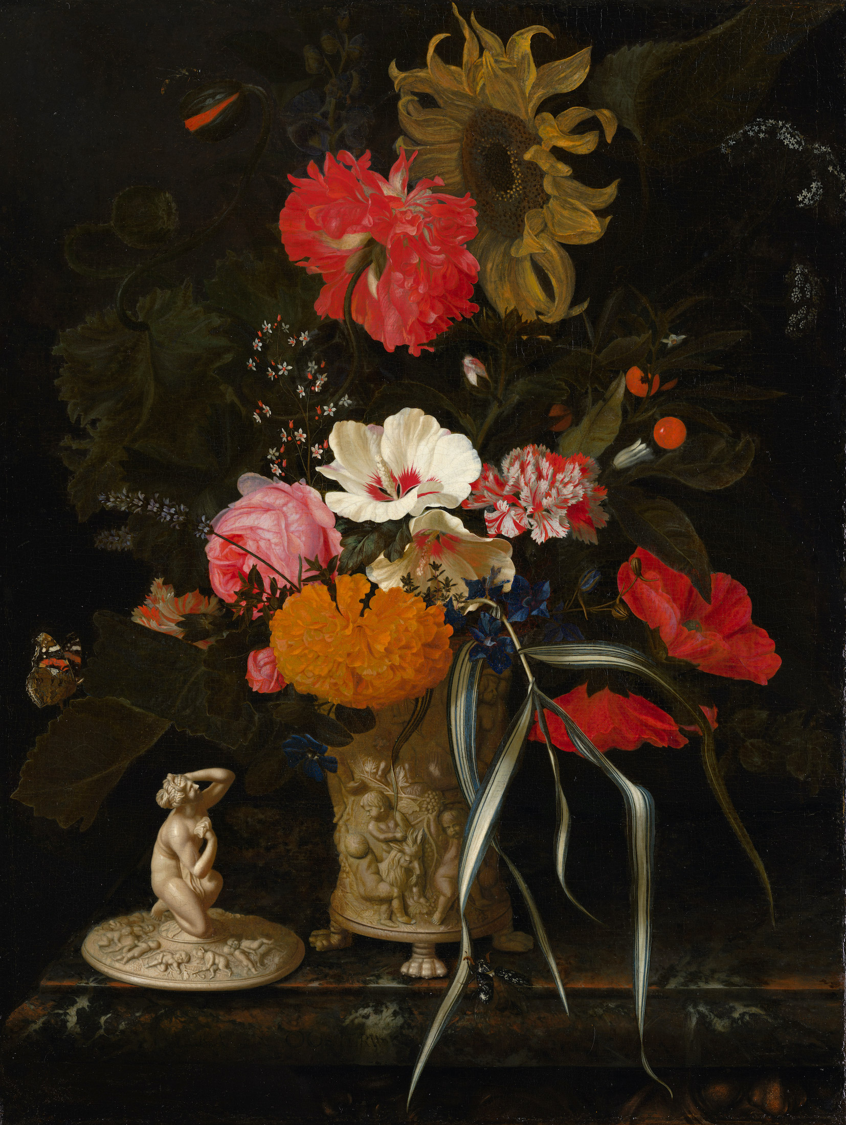 Flowers in an Ornamental Vase by Maria van Oosterwijck - c. 1670-1675? - 62 x 47.5 cm Mauritshuis, The Hague