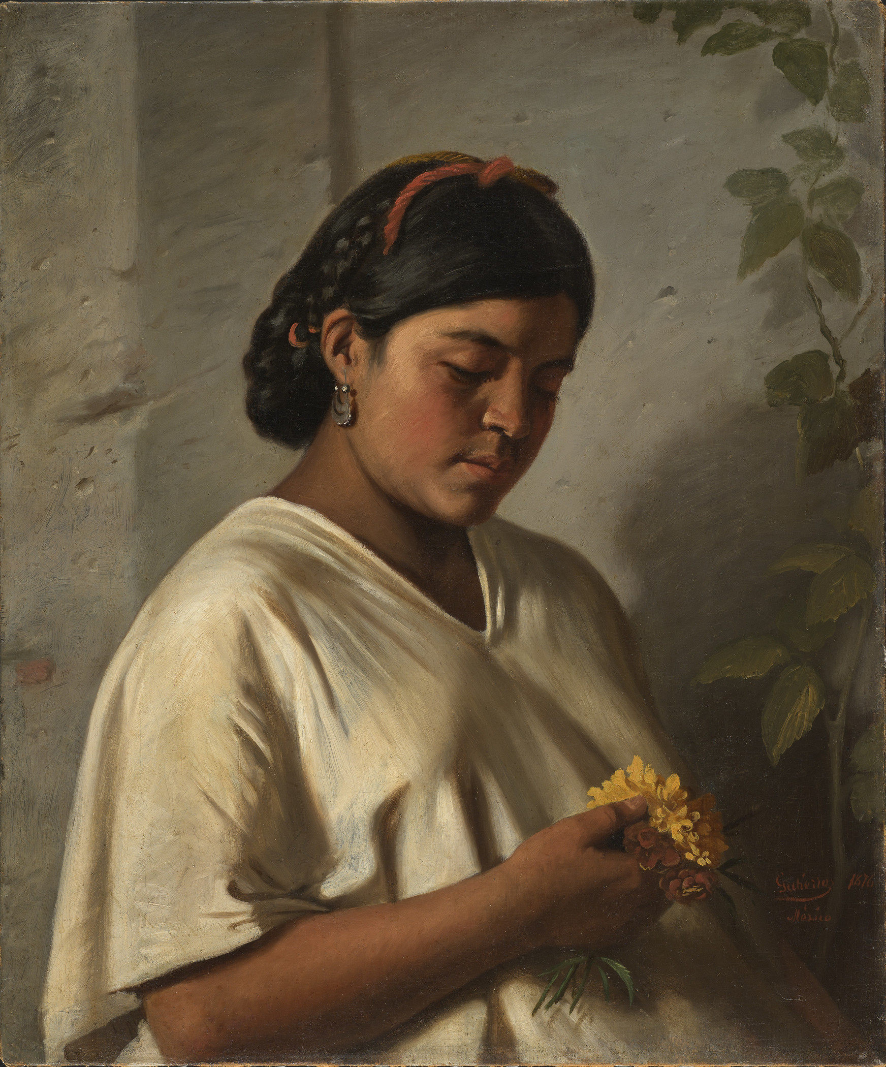 Indian Woman with Marigold by Felipe Santiago Gutiérrez - 1876 - 67.95 × 56.52 cm LACMA, Los Angeles County Museum of Art