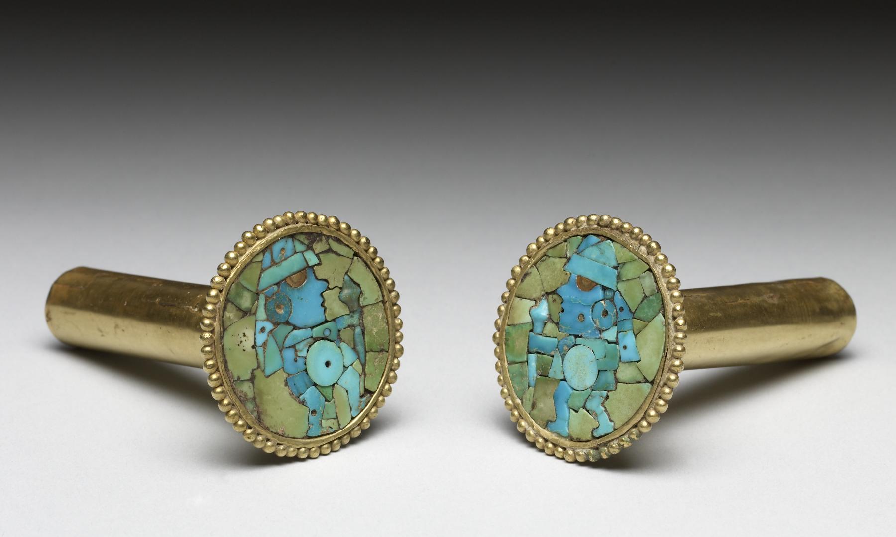 Earflares by Unknown Artist - 400-600 CE - 4 x 6.8 cm Walters Art Museum