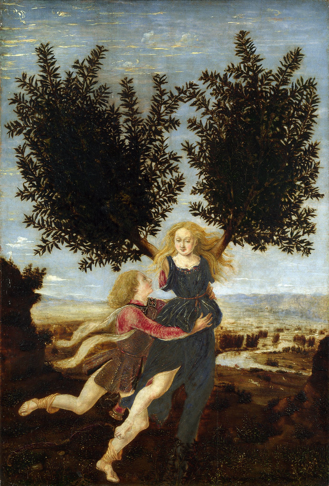 Apollo en Daphne by Antonio and Piero del Pollaiuolo - Wellicht 1470-80 - 29,5 x 20 cm 