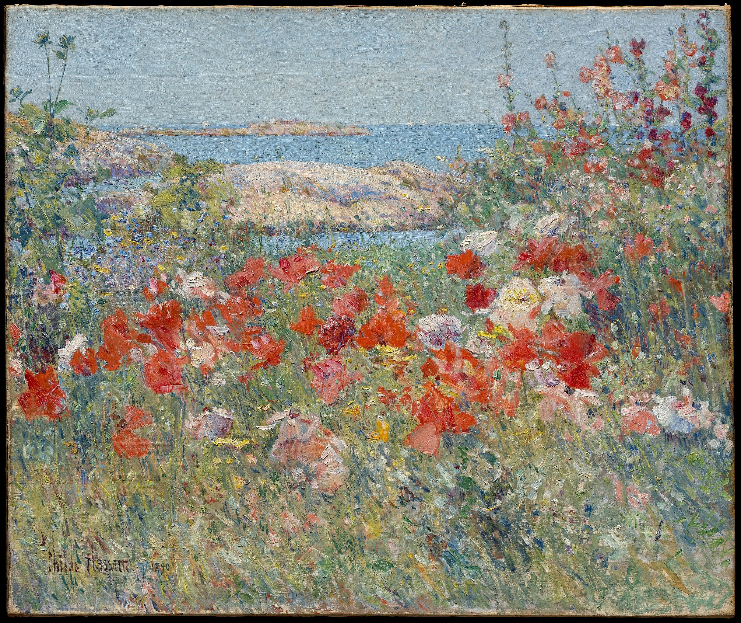 西莉亞·塔克斯特的花園，緬因州淺灘群島 by Frederick Childe Hassam - 1890 年 - 45.1 x 54.6 釐米 