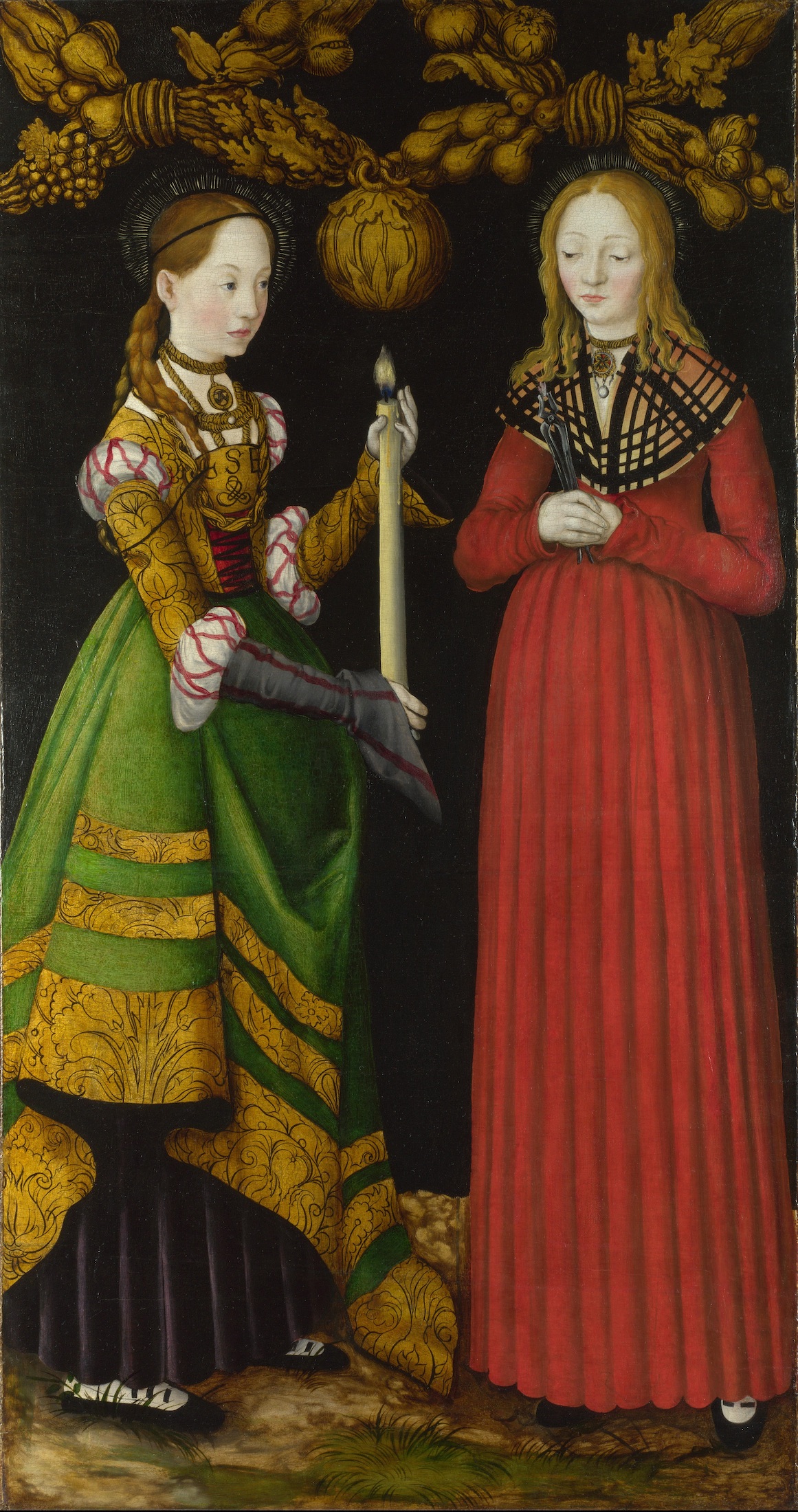 Saints Genevieve and Apollonia by Lucas Cranach the Elder - 1506 - 120.5 × 63 cm National Gallery
