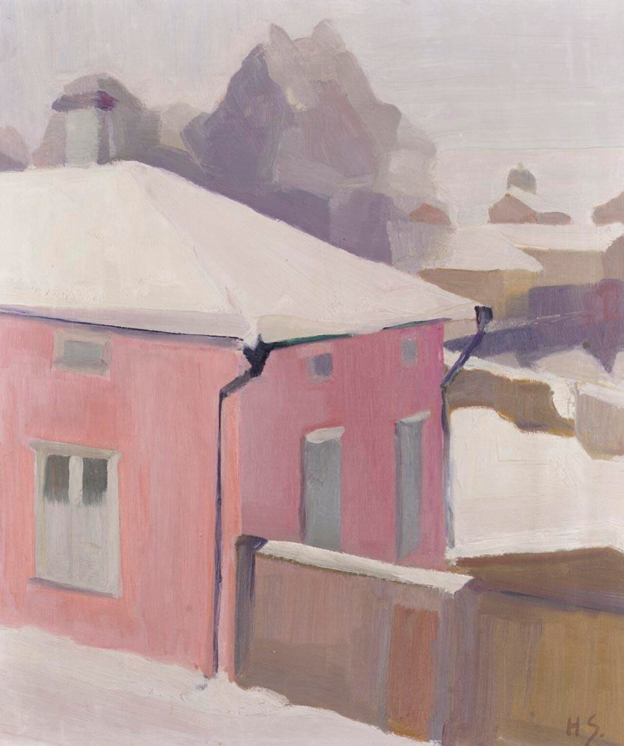 坦米薩裏的院子景色 by Helene Schjerfbeck - 1919–1920 - 42.5 x 36.5 cm 
