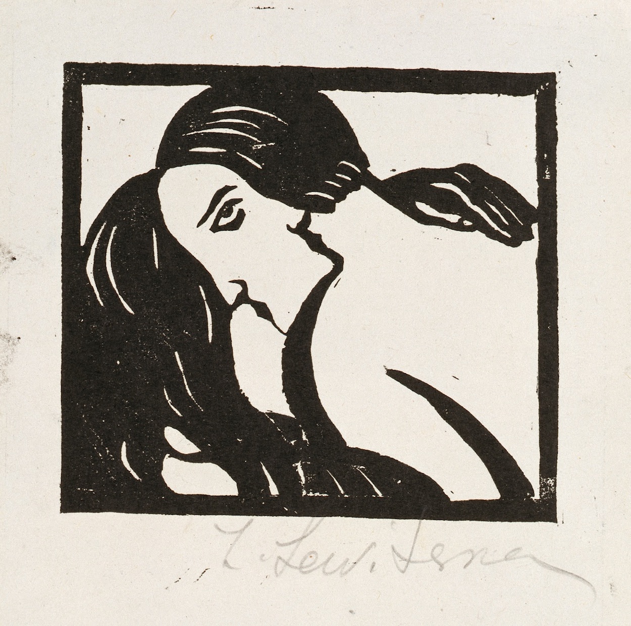 Der Kuss by Sofia Levytska - 1920er - 5,3 x 13,5 cm Nationales Kunstmuseum der Ukraine