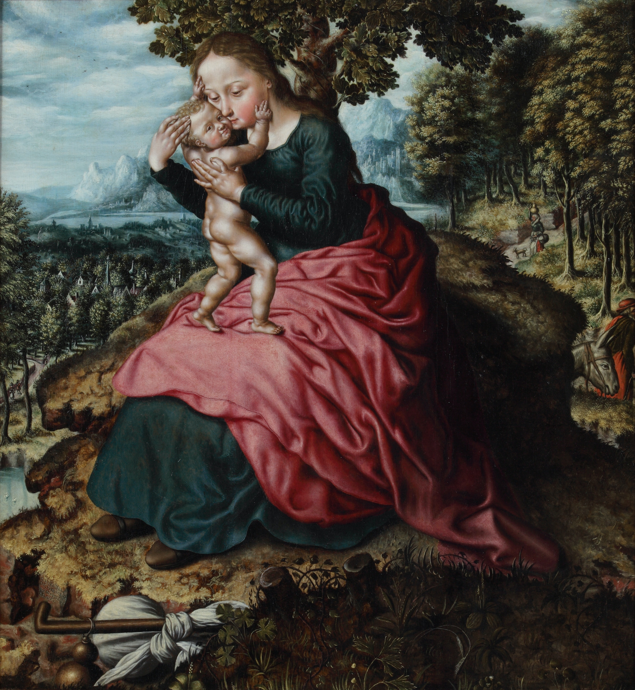 Repouso na Fuga para o Egito by Catharina van Hemessen - c. 1550 - 75 x 69,5 cm 