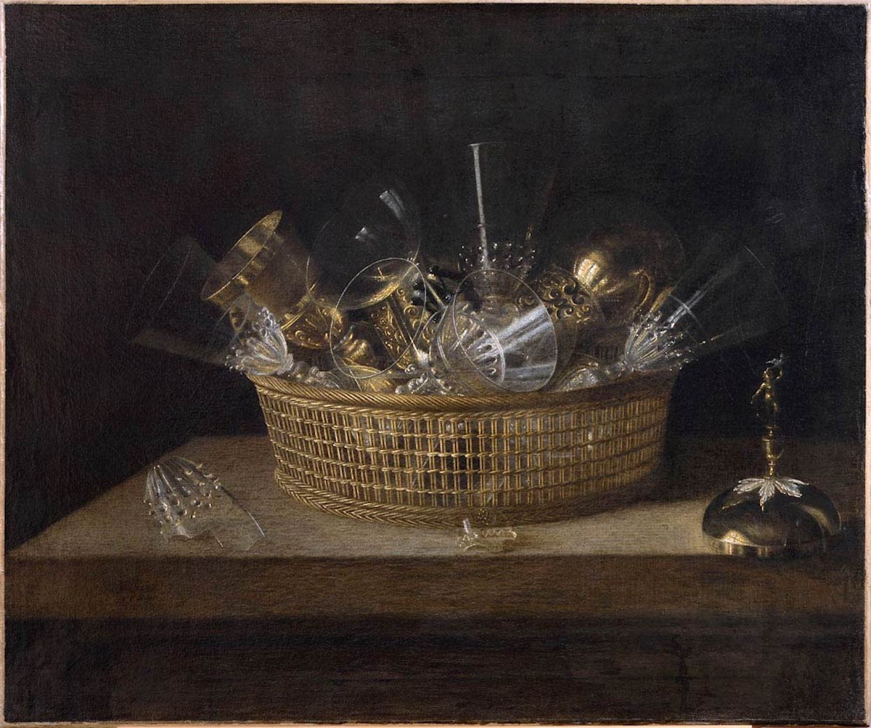 Корзина с бокалами (Basket with Glasses) by Sébastien Stoskopff - 1644 - 52 x 63 см 