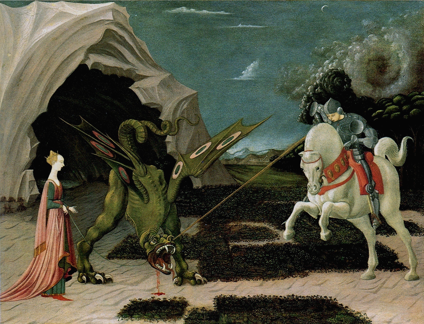 Святой Георгий с Драконом (Saint George and the Dragon) by Paolo Uccello - ок. 1470 - 55.6 x 74.2 см 