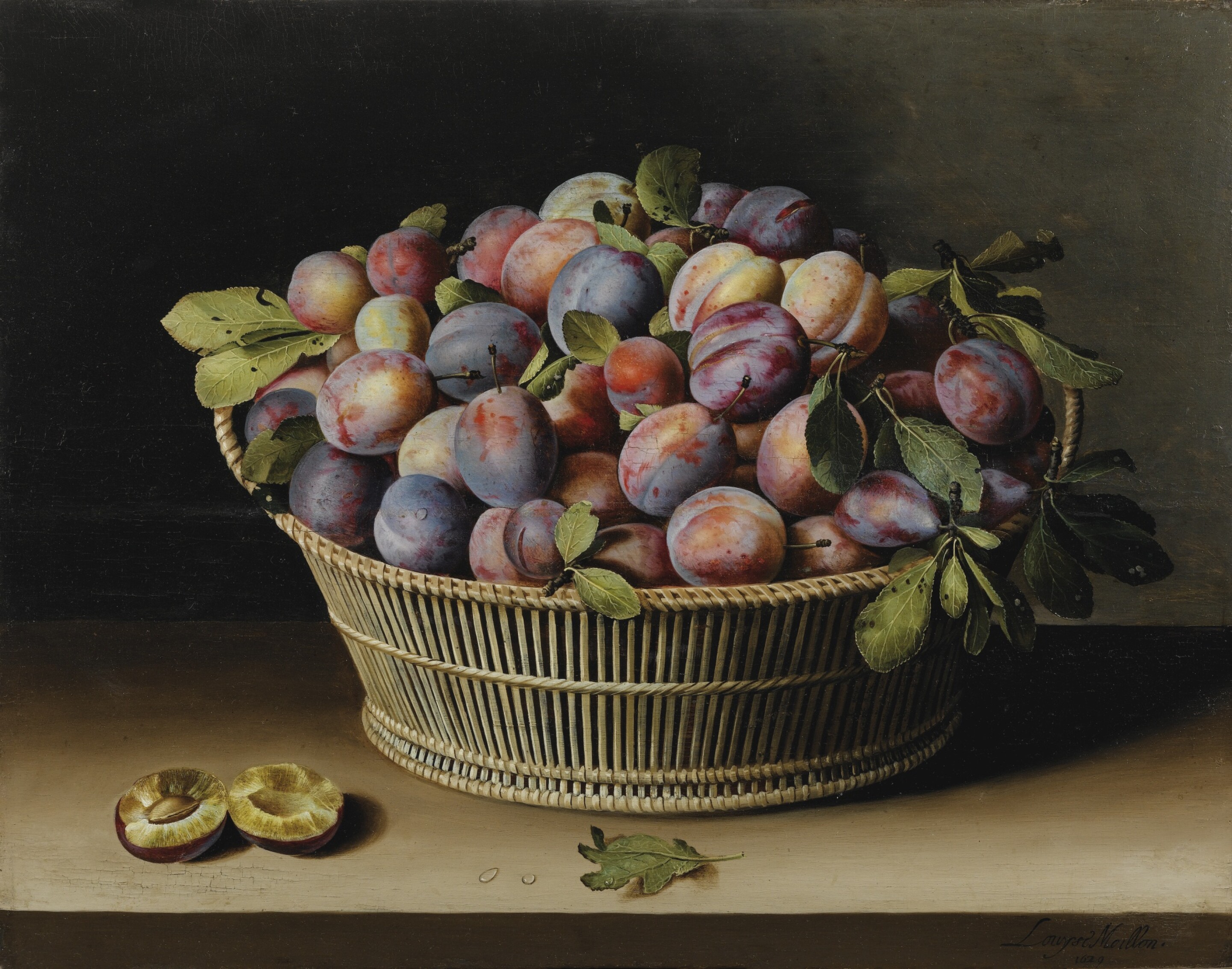 자두 바구니 (Basket of Plums) by Louise Moillon - 1629년 - 41 x 53 cm 