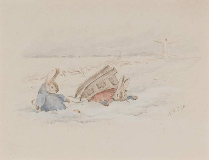 Peter Rabbit Sledging by Beatrix Potter via DailyArt mobile app