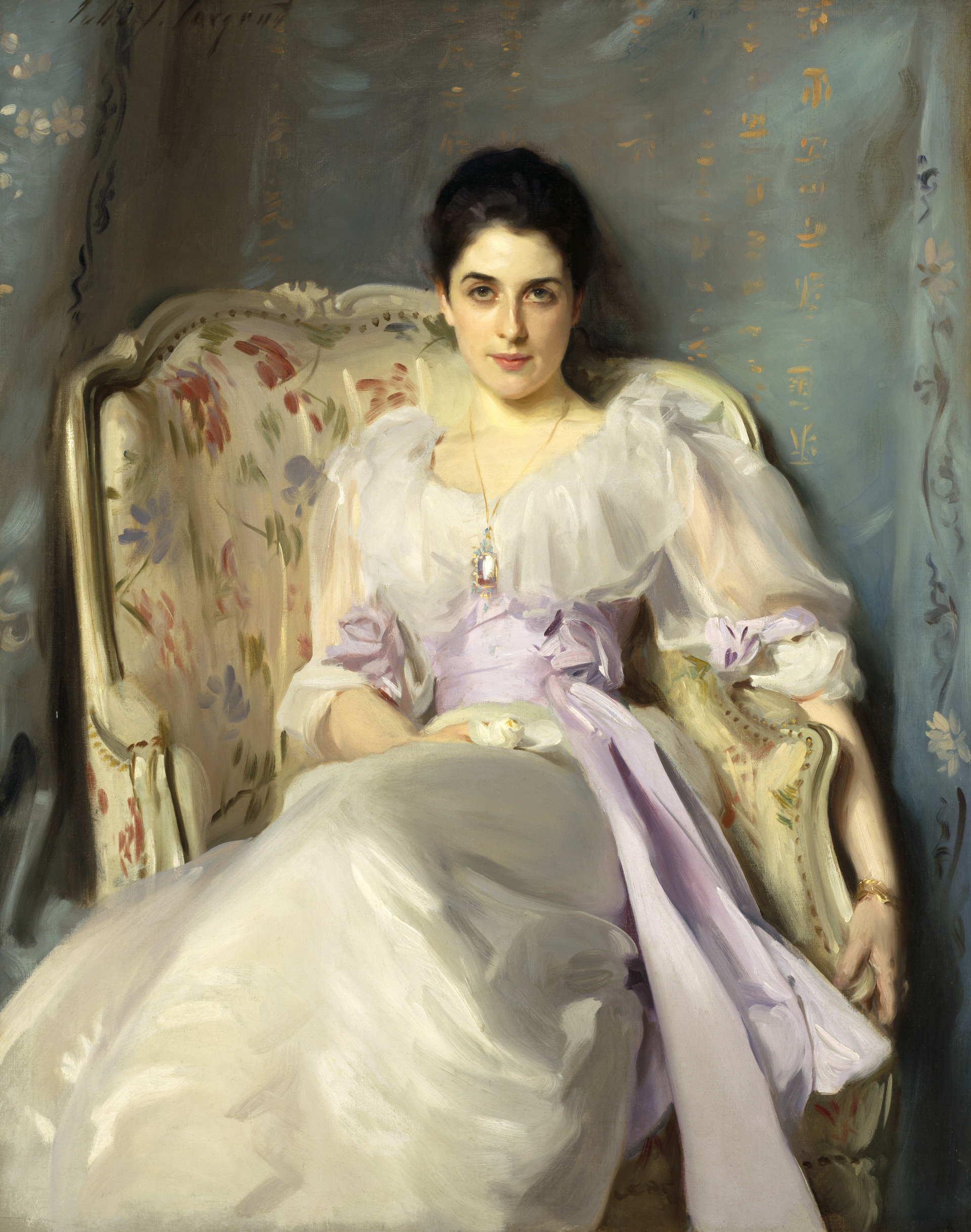 السيدة أغنيو من لوكناو by John Singer Sargent - 1892 م - 127 × 101 سم 