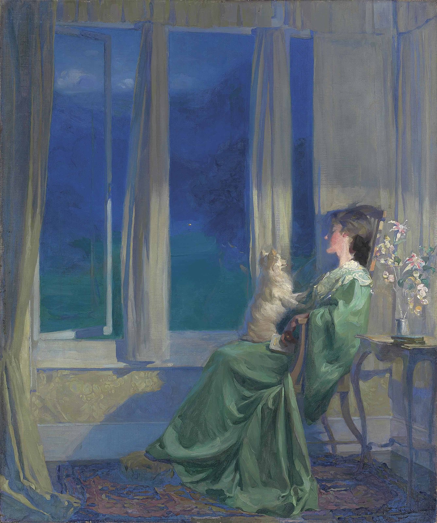 푸른 빛의 저녁이 천천히 내릴 때 by Frank Bramley - 1909년 - 90.8 x 76.8 cm 