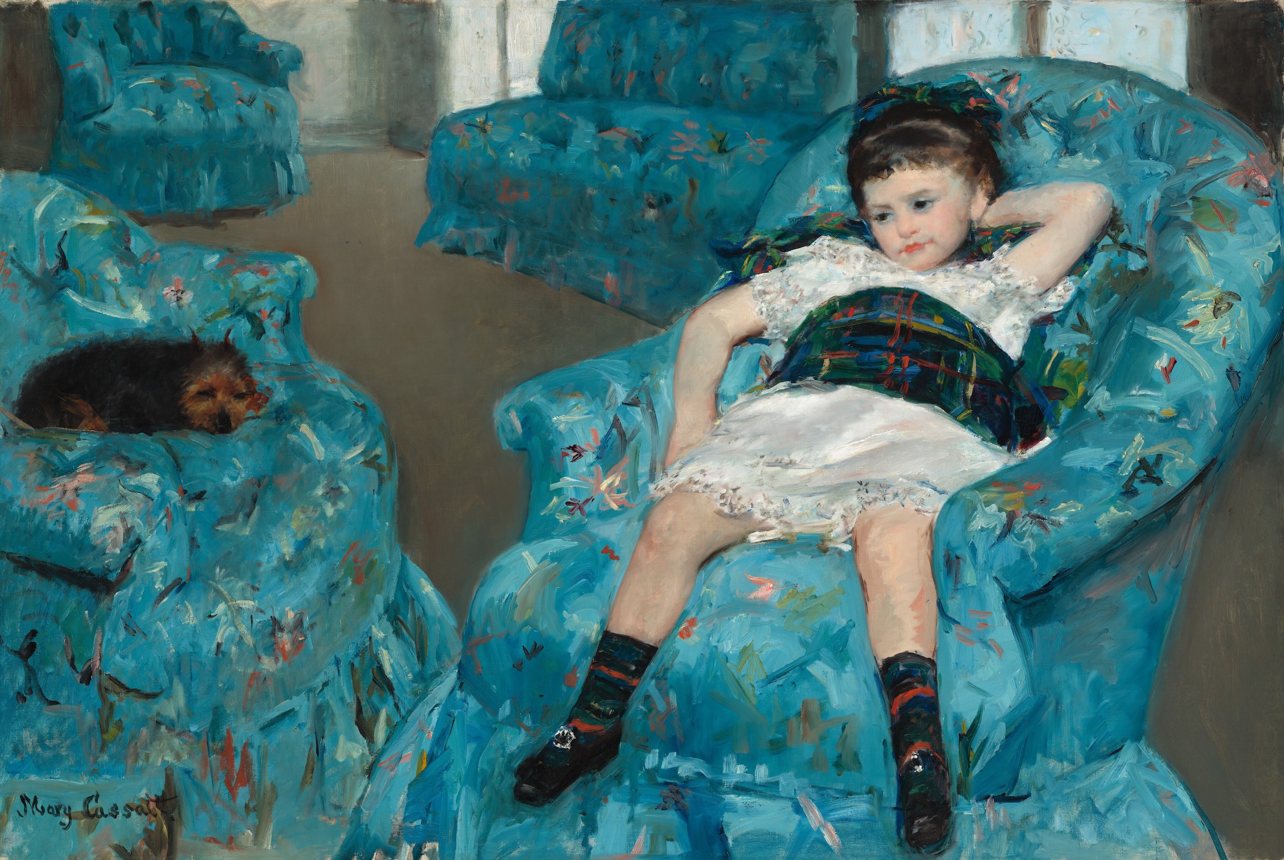 青いひじ掛け椅子の少女 by Mary Cassatt - 1878年 - 129.8 x 89.5 cm 