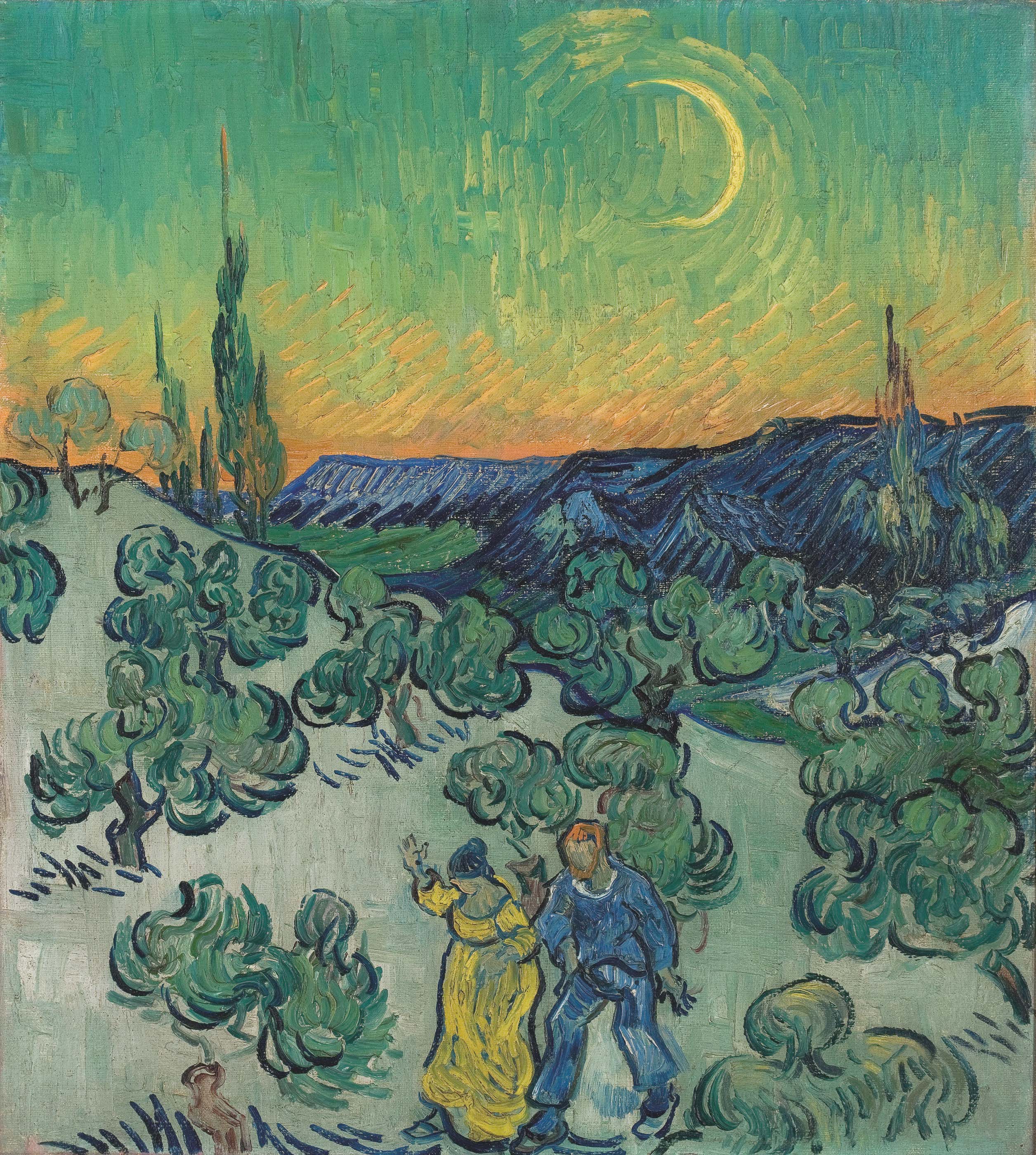 Прогулка в сумерках (A Walk at Twilight) by Винсе́нт Виллем Ван Гог - 1889-1890 - 52 x 47 см 