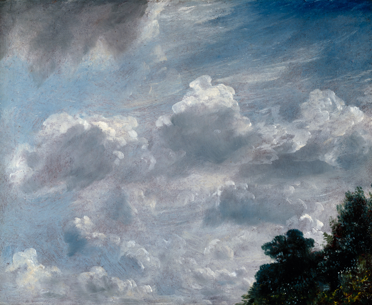 云的研究，漢普斯特德，右側的樹 by John Constable - 1821 - 24.1 x 29.9 cm 