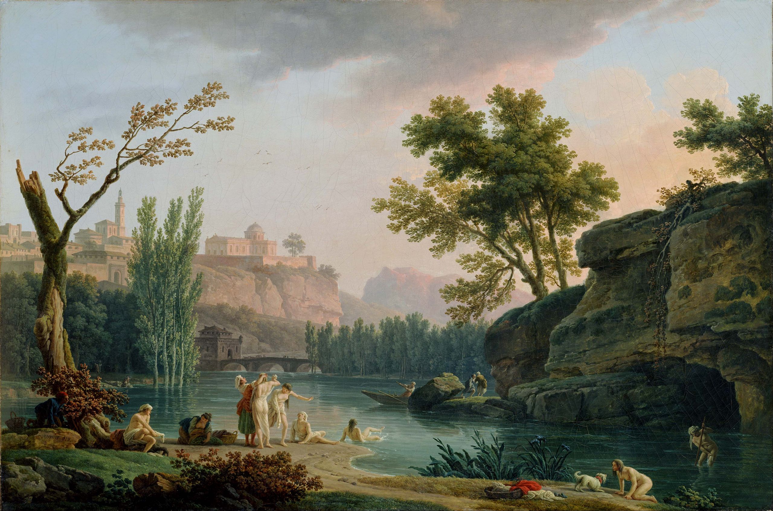 عصر تابستانی، منظره در ایتالیا by Claude-Joseph Vernet - ۱۷۷۳ - ۱۳۳ × ۸۹ سانتی‌متر 