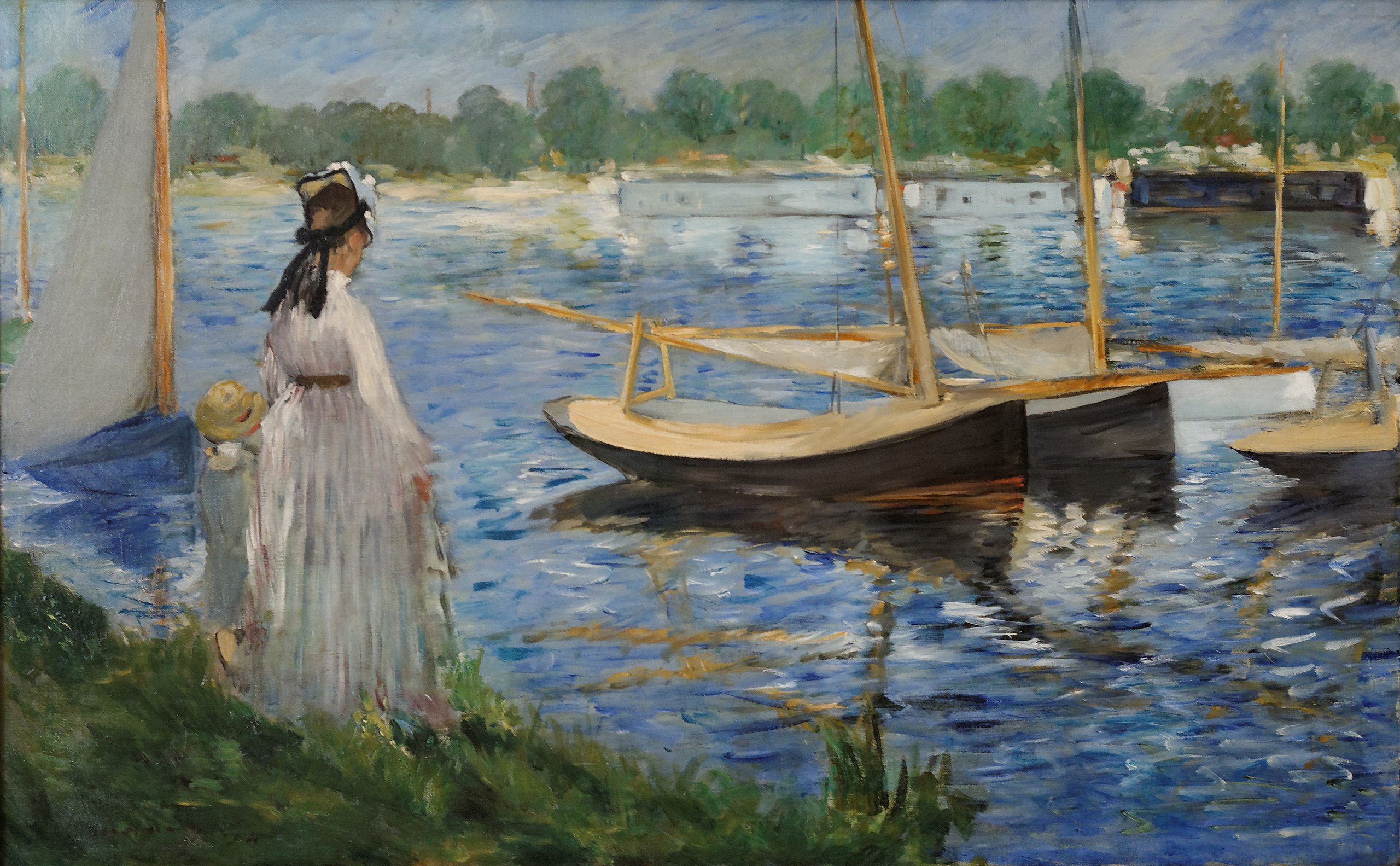 阿讓特伊的塞納河畔 by Édouard Manet - 1874 年 - 62.3 x 87 釐米 