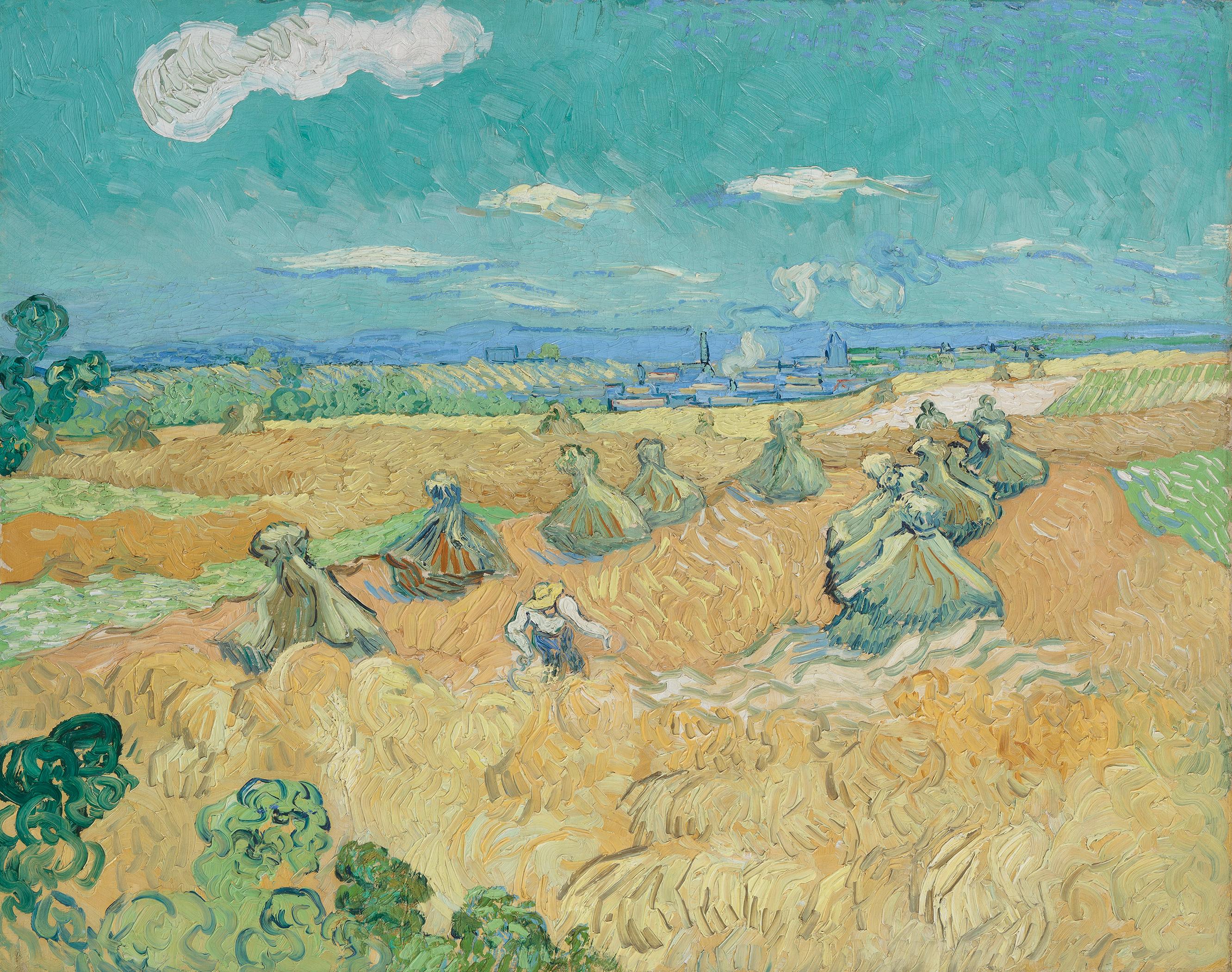 Пшеничные поля с жнецом, Овер by Винсе́нт Виллем Ван Гог - 1890 - 73,6 х 93 см 