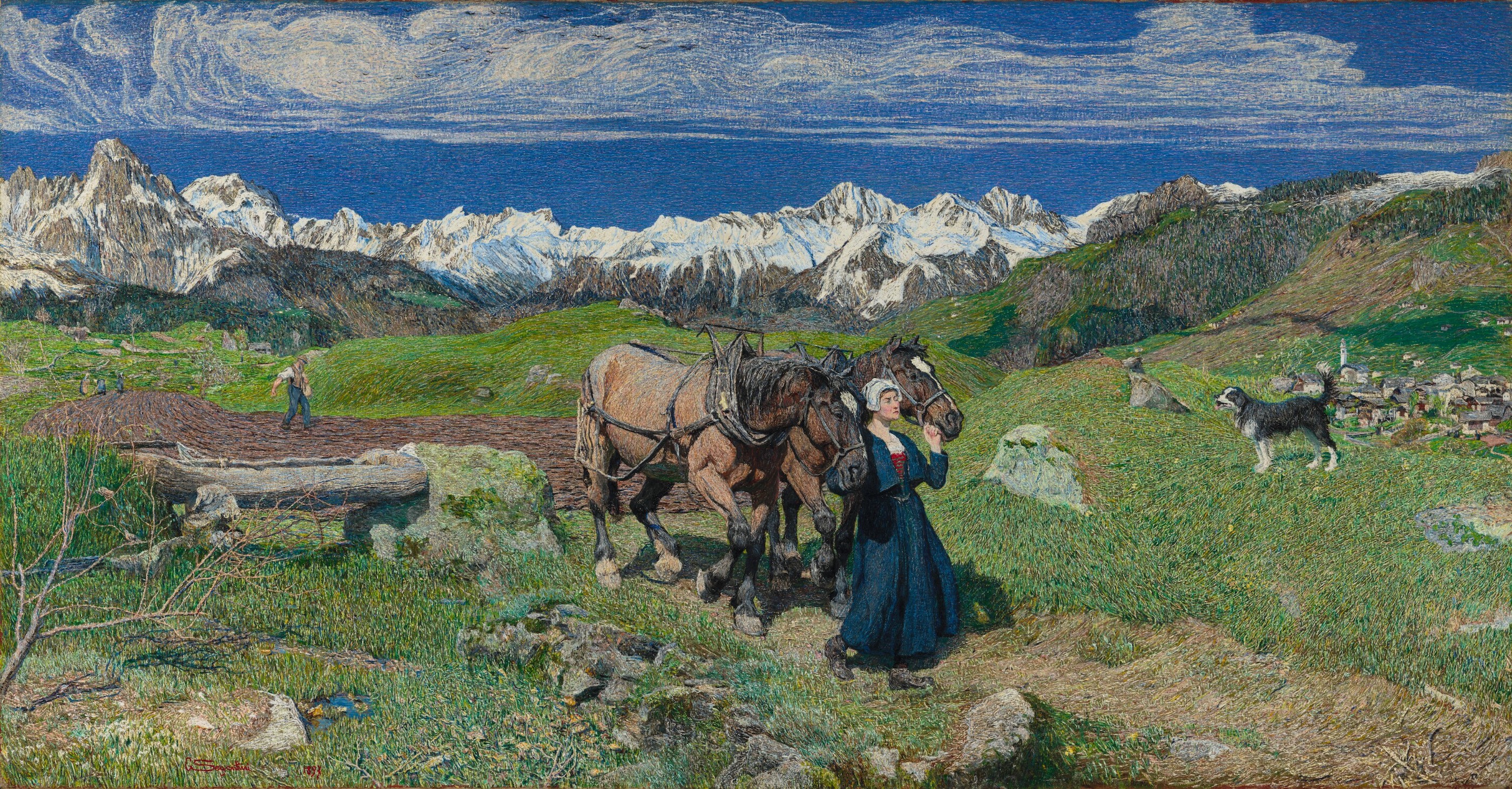 Spring in the Alps by Giovanni Segantini - 1897 - 116 × 227 cm J. Paul Getty Museum