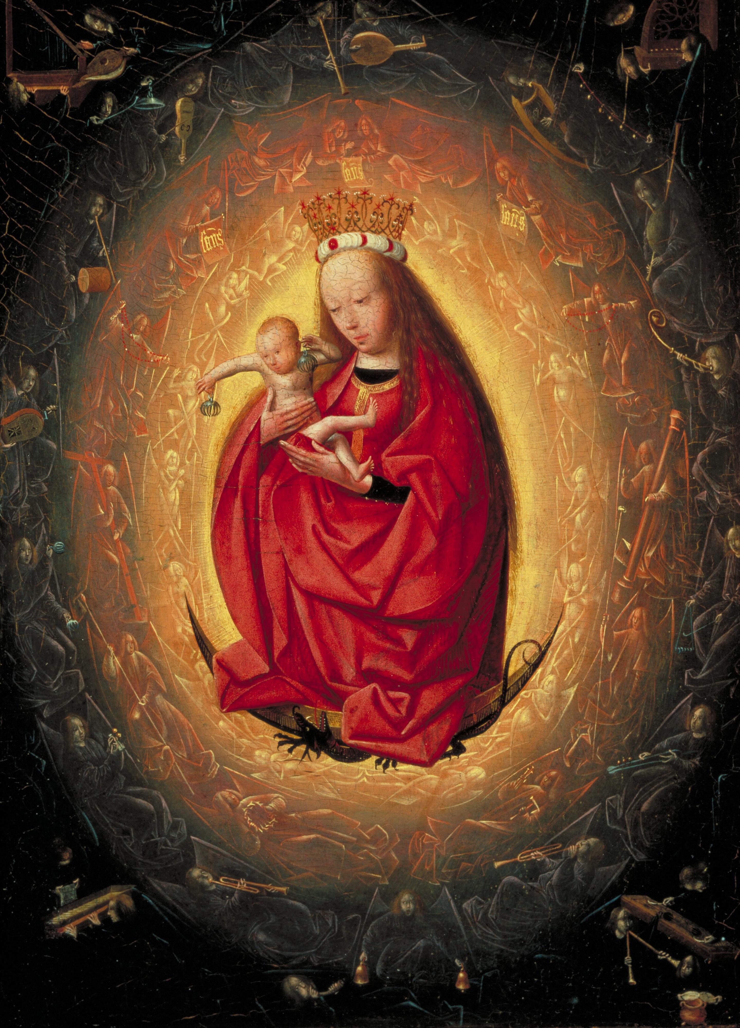 聖母的榮耀 by Geertgen tot Sint Jans - 1490 年至 1495 年 - 24.5 x 20.5 cm 