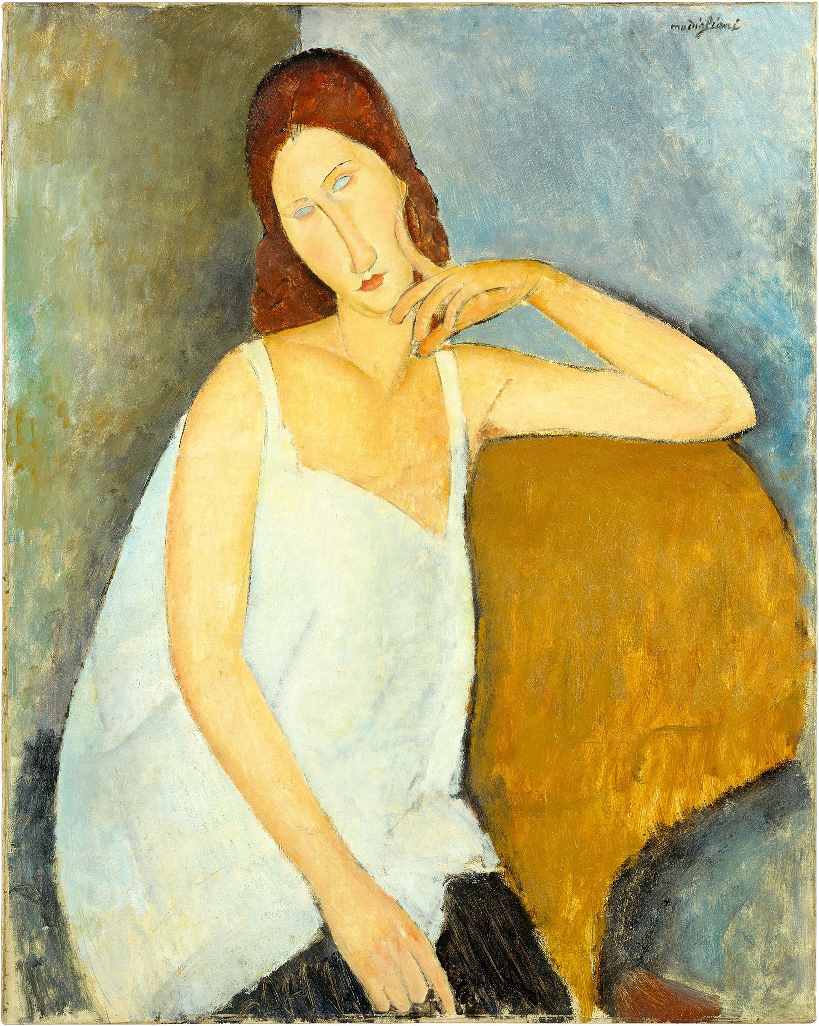 Porträtt av Jeanne Hébuterne by Amedeo Modigliani - 1919 - 91,4 x 73 cm 