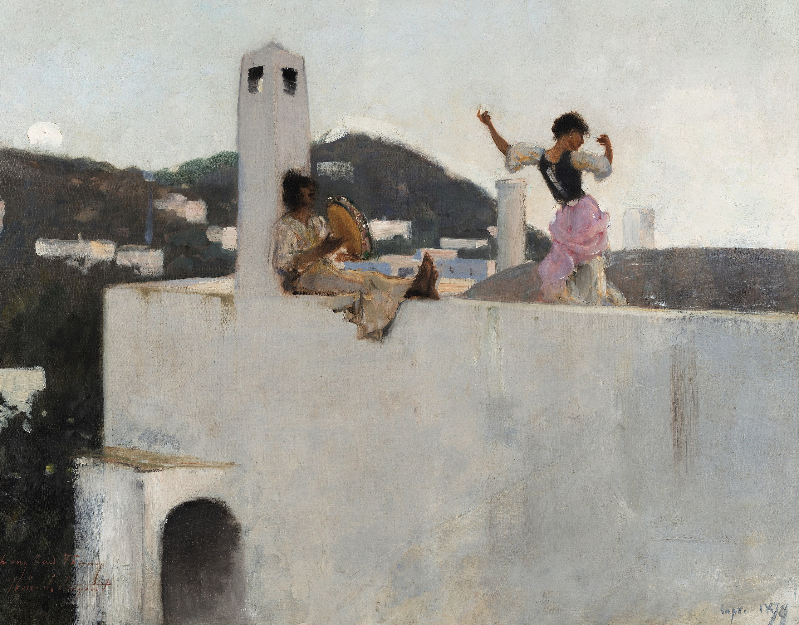 Capri-flicka på tak (Capri Girl on a Rooftop) by John Singer Sargent - 1878 - 50,8 x 63,5 cm 