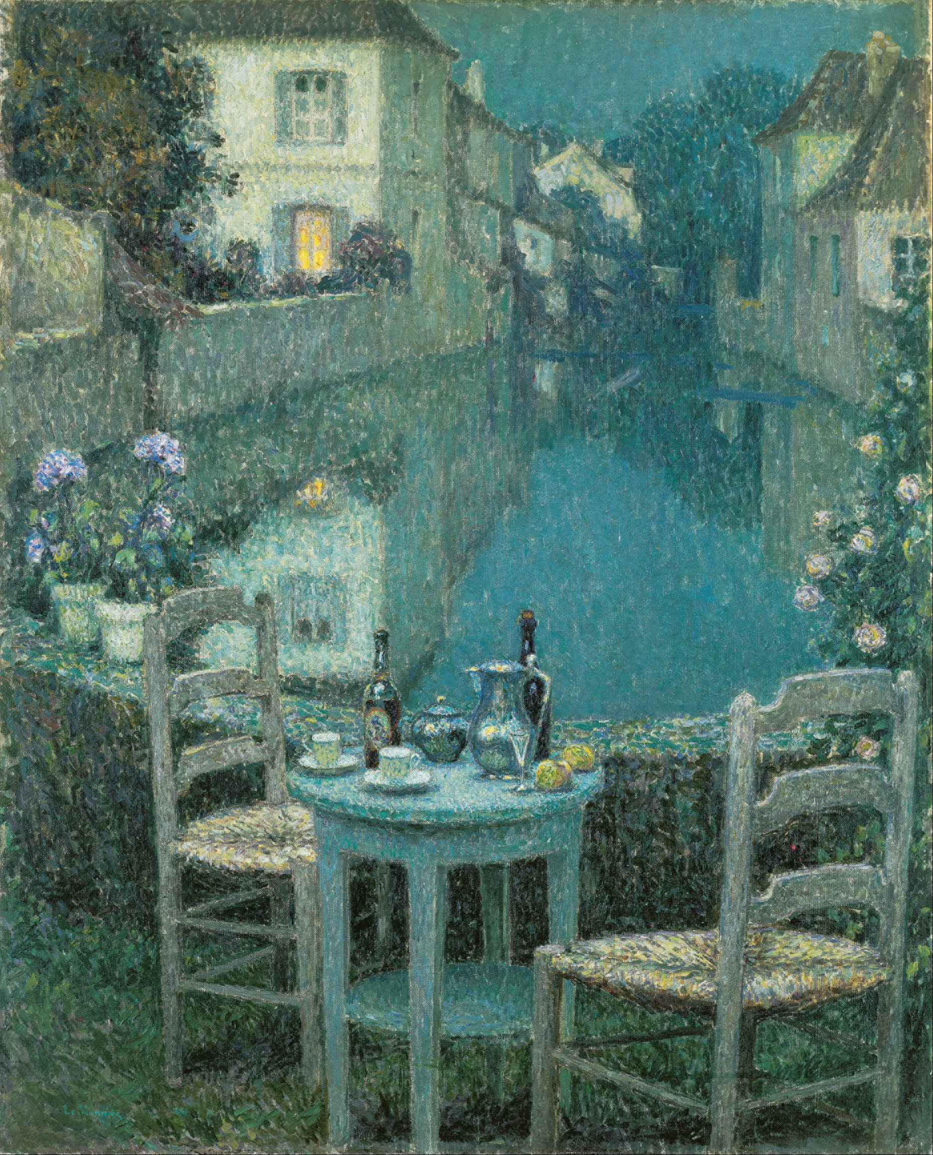 Small Table in Evening Dusk by Henri Le Sidaner - 1921 - 81.1 x 100 cm Ohara Museum of Art