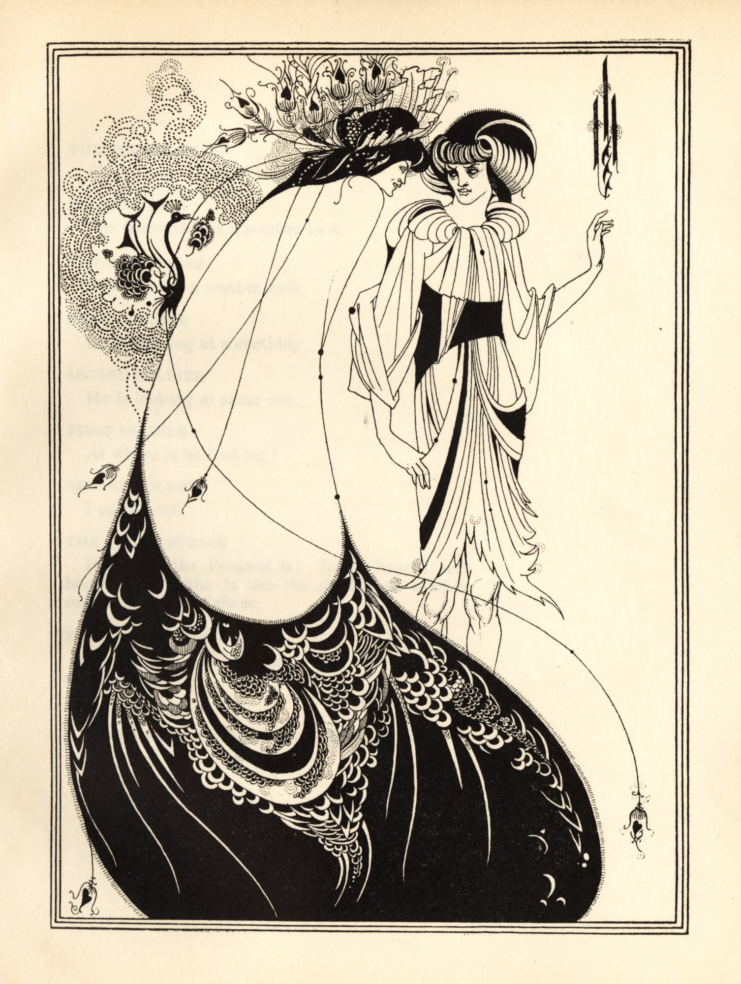 De pauwenrok by Aubrey Beardsley - 1893 - 17,5 x 12,5 cm 