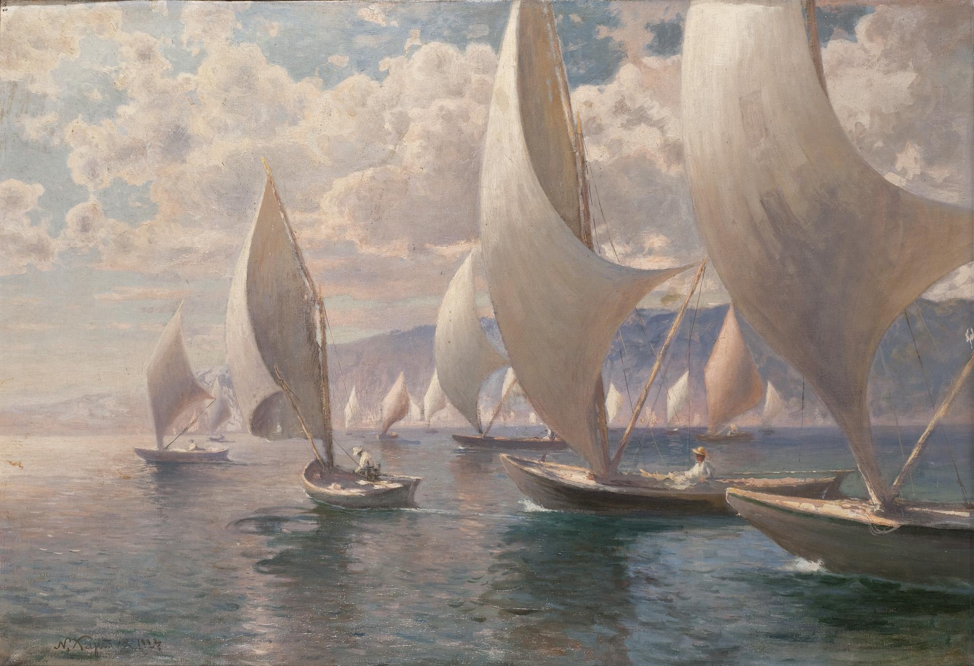 Barche a vela by Nikolaos Cheimonas - 1927 - 56 x 48 cm 