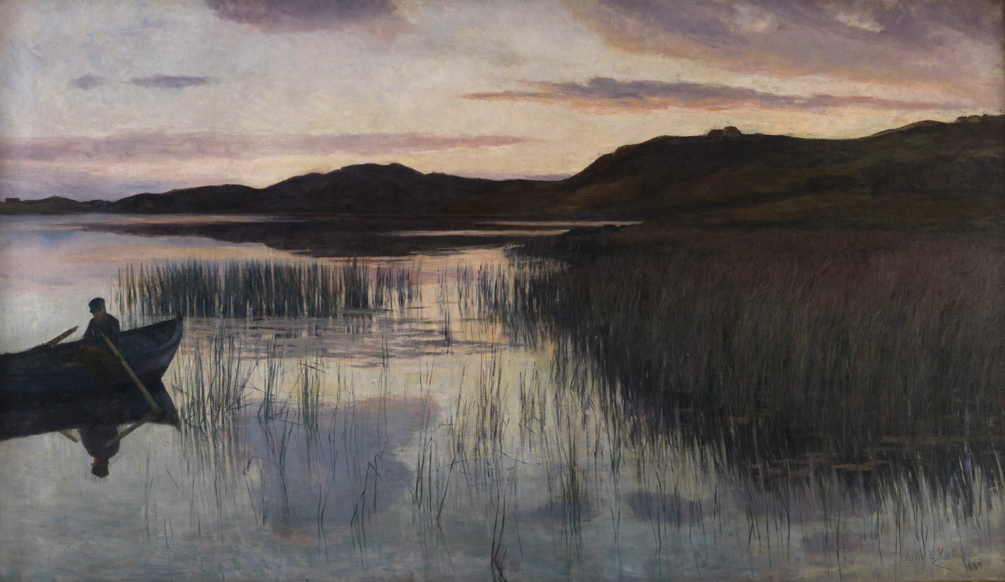 Avondlandschap bij het Stokkavatnet-meer by Kitty Kielland - 1890 - 115 x 120 cm 