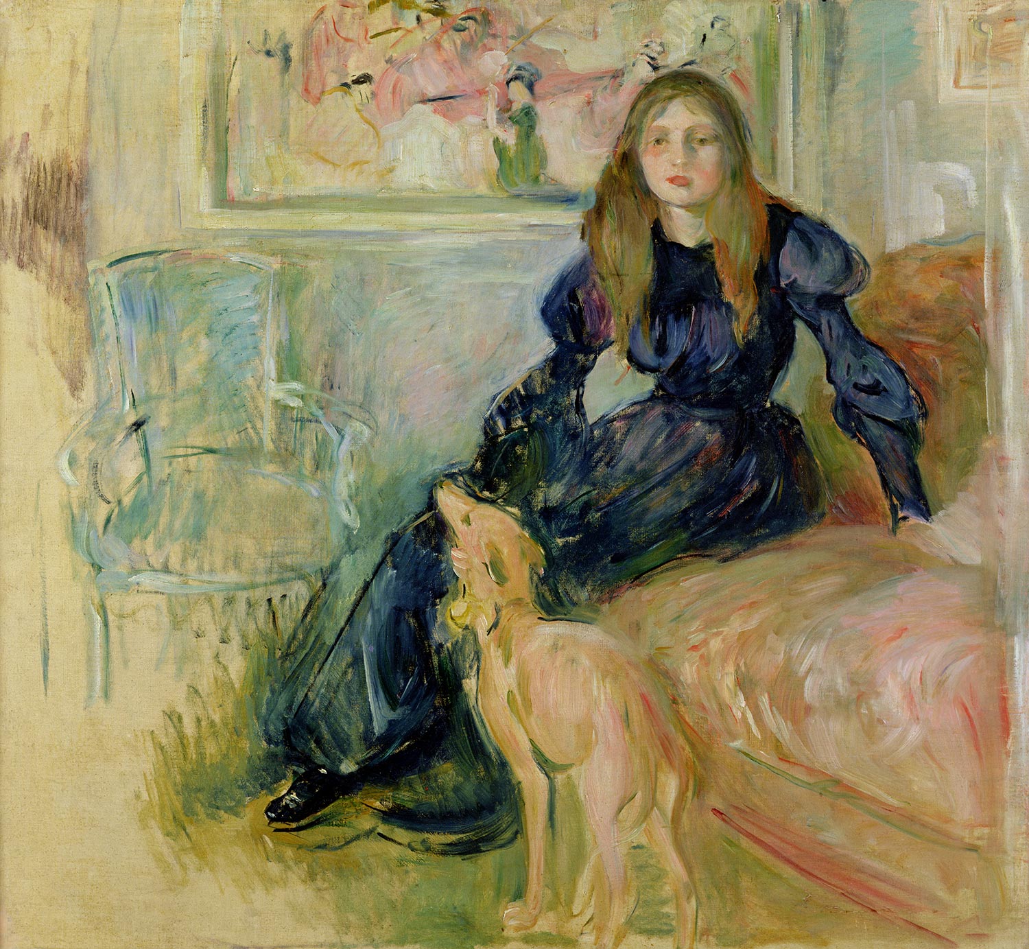 朱莉·馬奈和她的狗 by Berthe Morisot - 1893 - 73 x 80 cm 