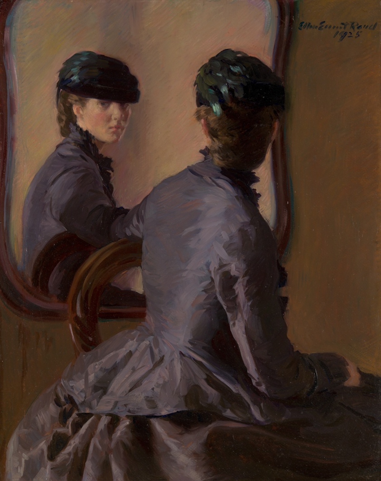 镜子前的女人 by 埃伦 艾梅特·兰德 - 1925 - 70.8 × 54.6 cm 芝加哥藝術博物館