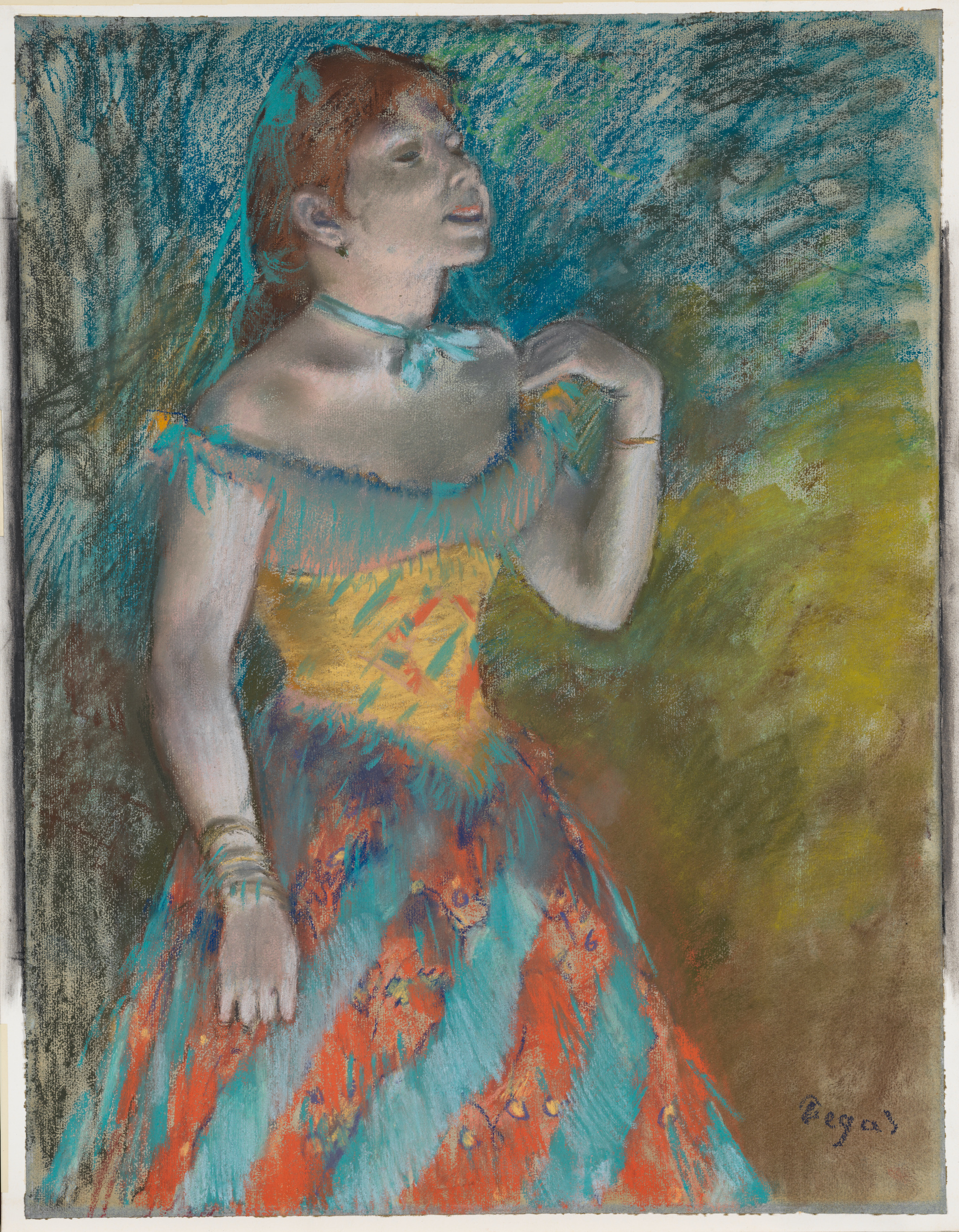 穿綠裙的歌手 by Edgar Degas - 約 1884 年 - 60.3 x 46.4 釐米 