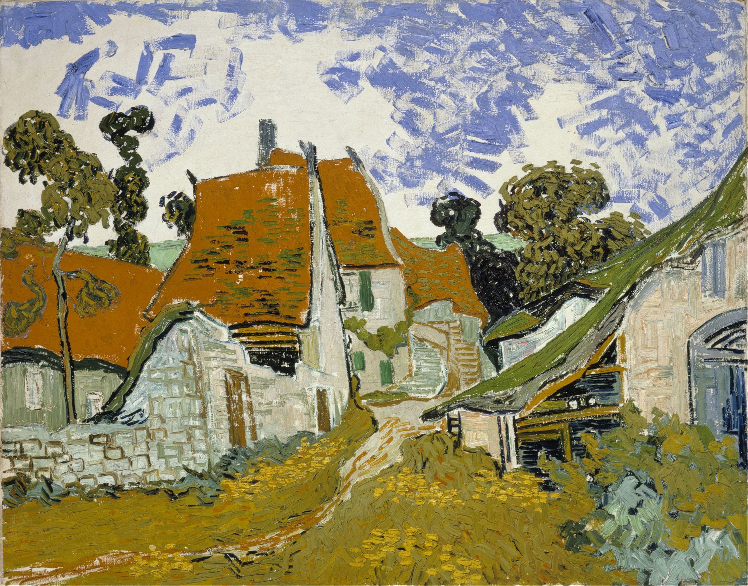 Street in Auvers-sur-Oise by Vincent van Gogh - 1890 - 92.5 x 73.5 cm Finnish National Gallery