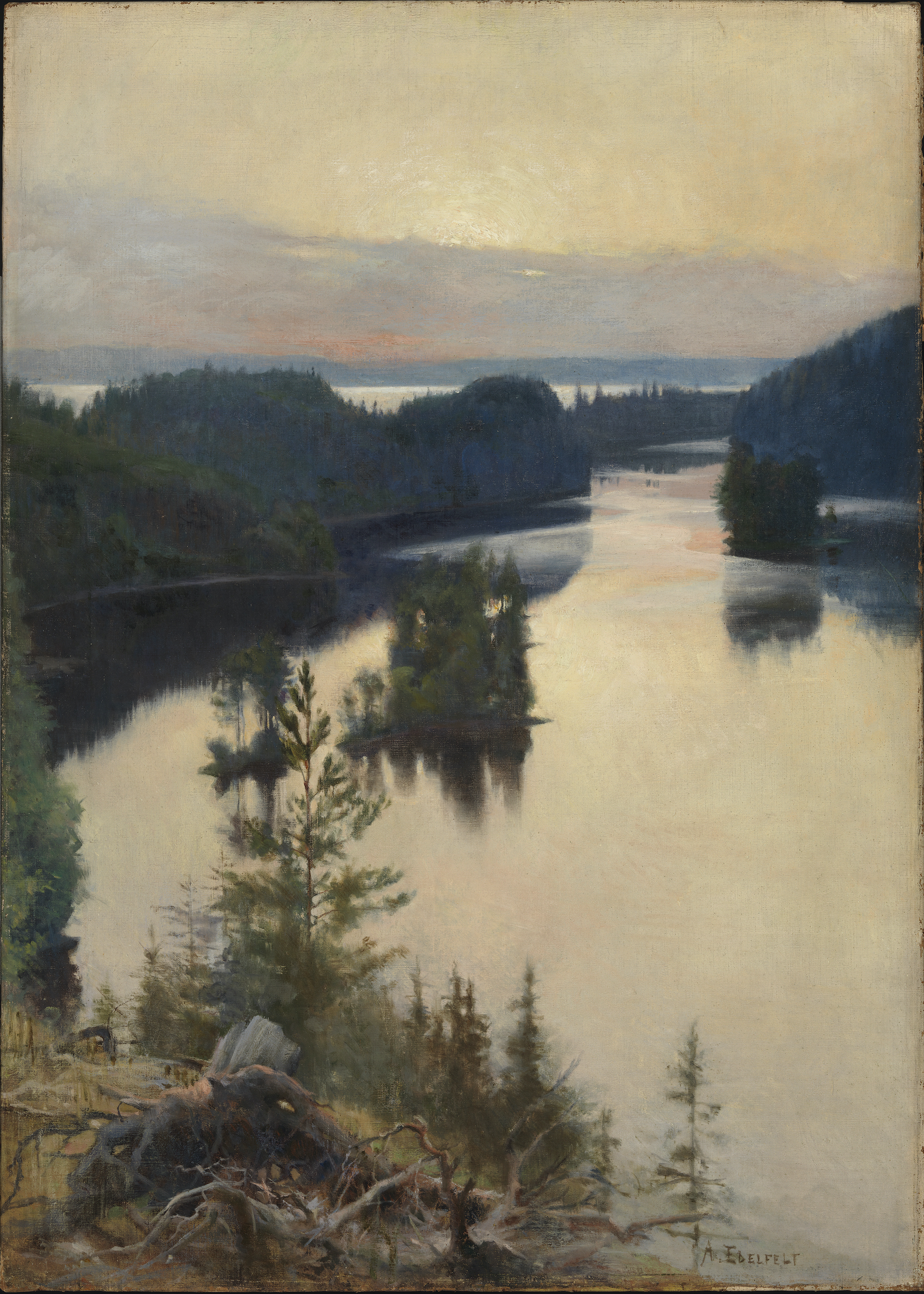 Каукола гребен у залазак сунца by Albert Edelfelt - 1889-1890. - 116.5 × 83 cm 